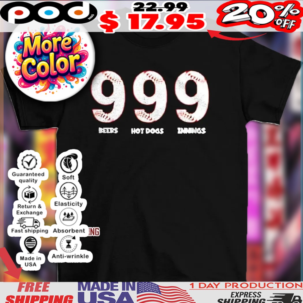 Baseball challenge 999 beers hot dogs innings shirt