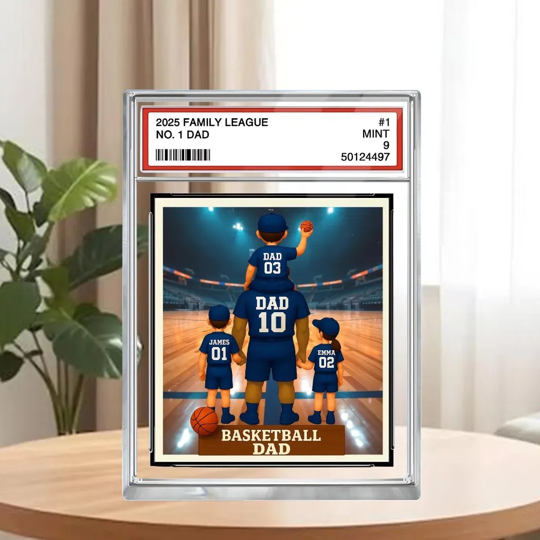 Basketball Daddy's Dream Team 2025 Family League No 1 Dad Man & Kids Father's Day Gift Personalized Acrylic Block Plaque