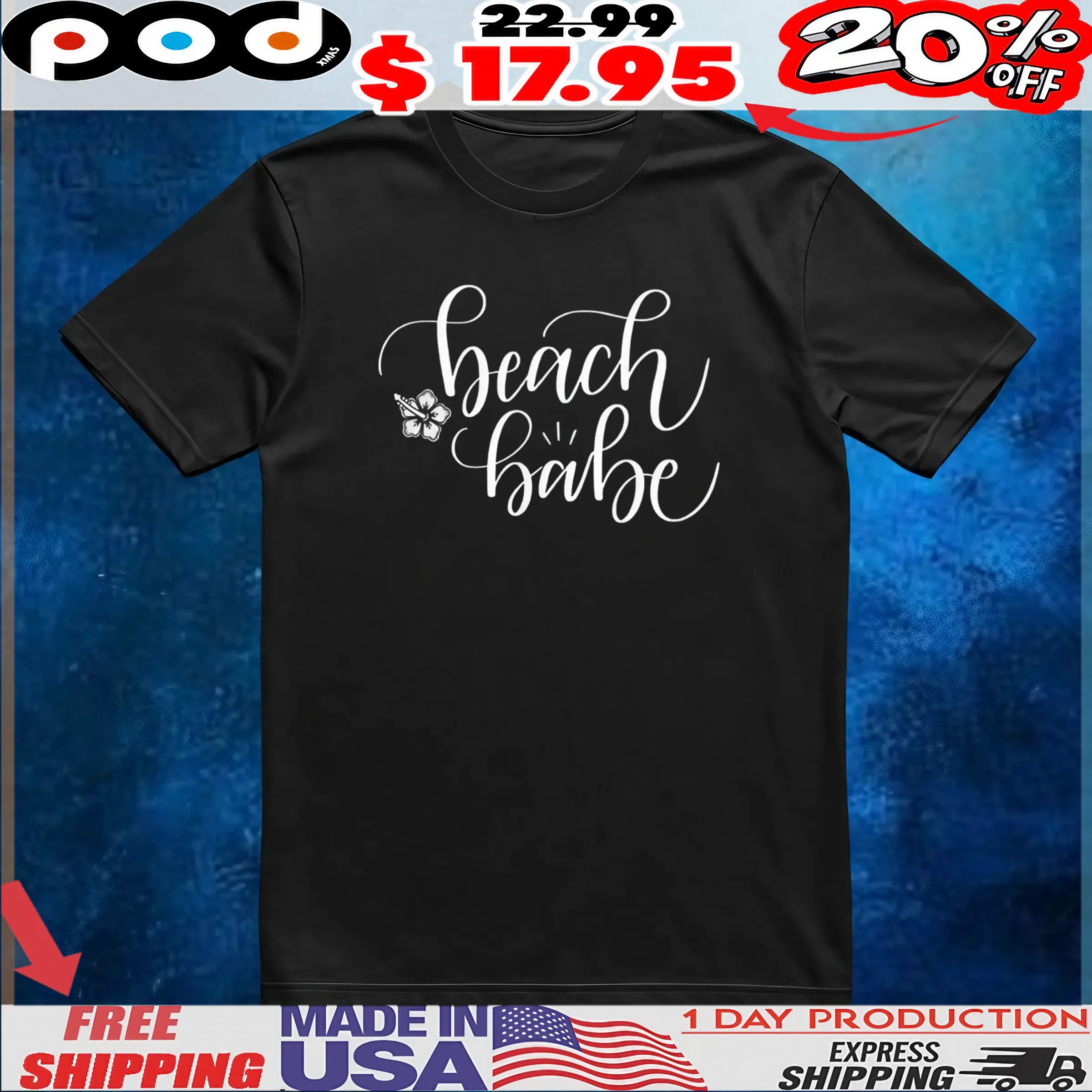 Beach babe summer flower icon t shirt