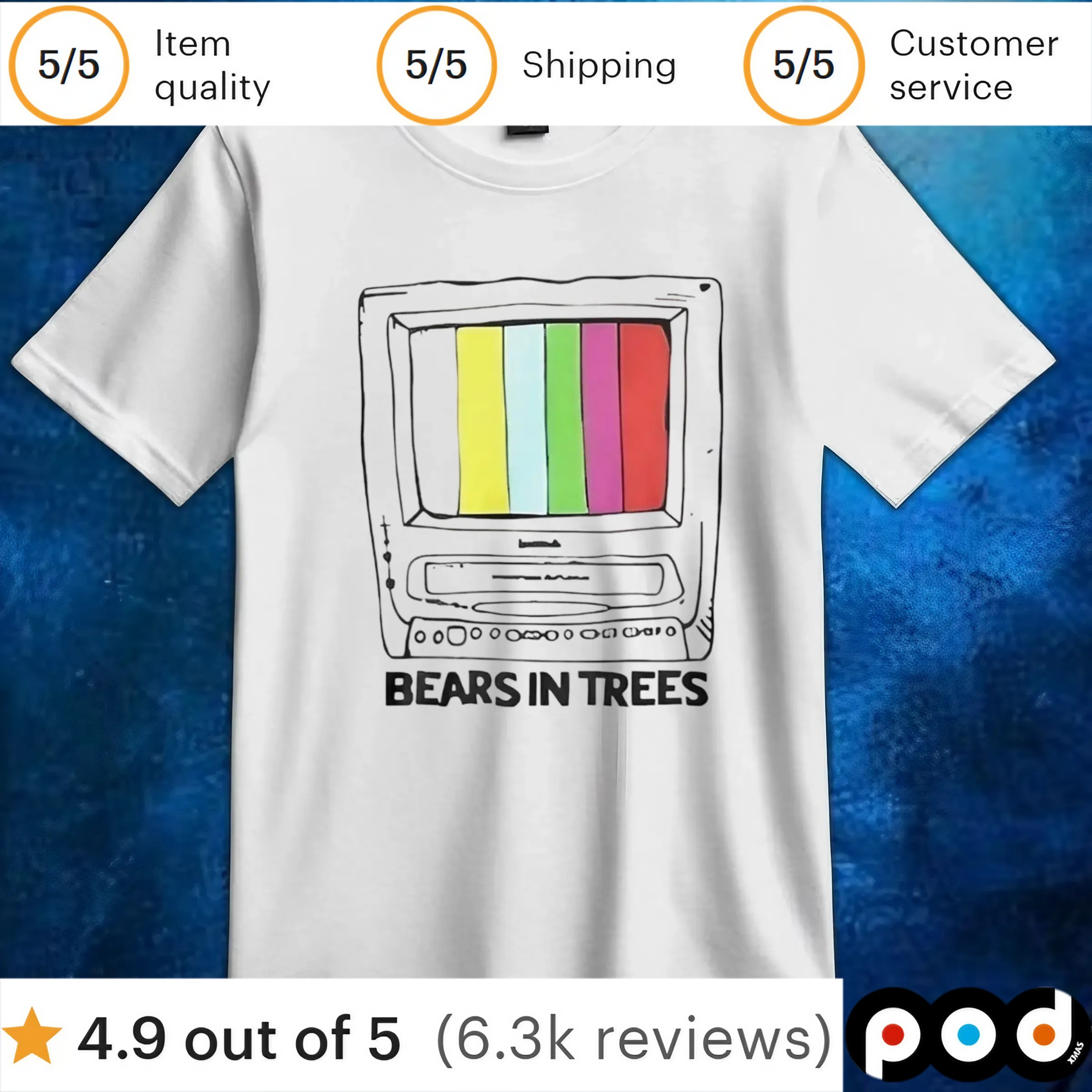 Bears in trees retro tv t shirt