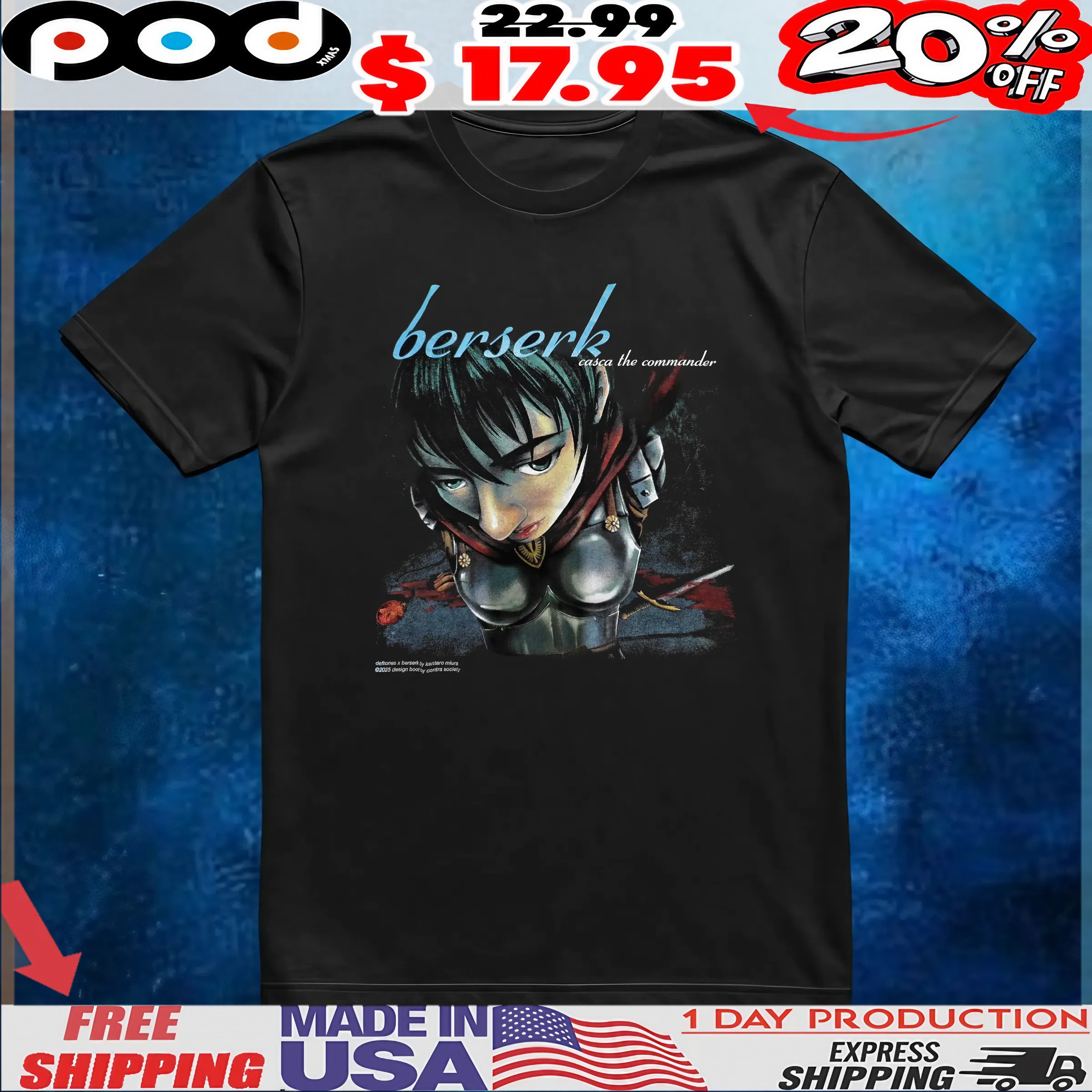 Berserk X Deftones Casca The Commander T Shirt