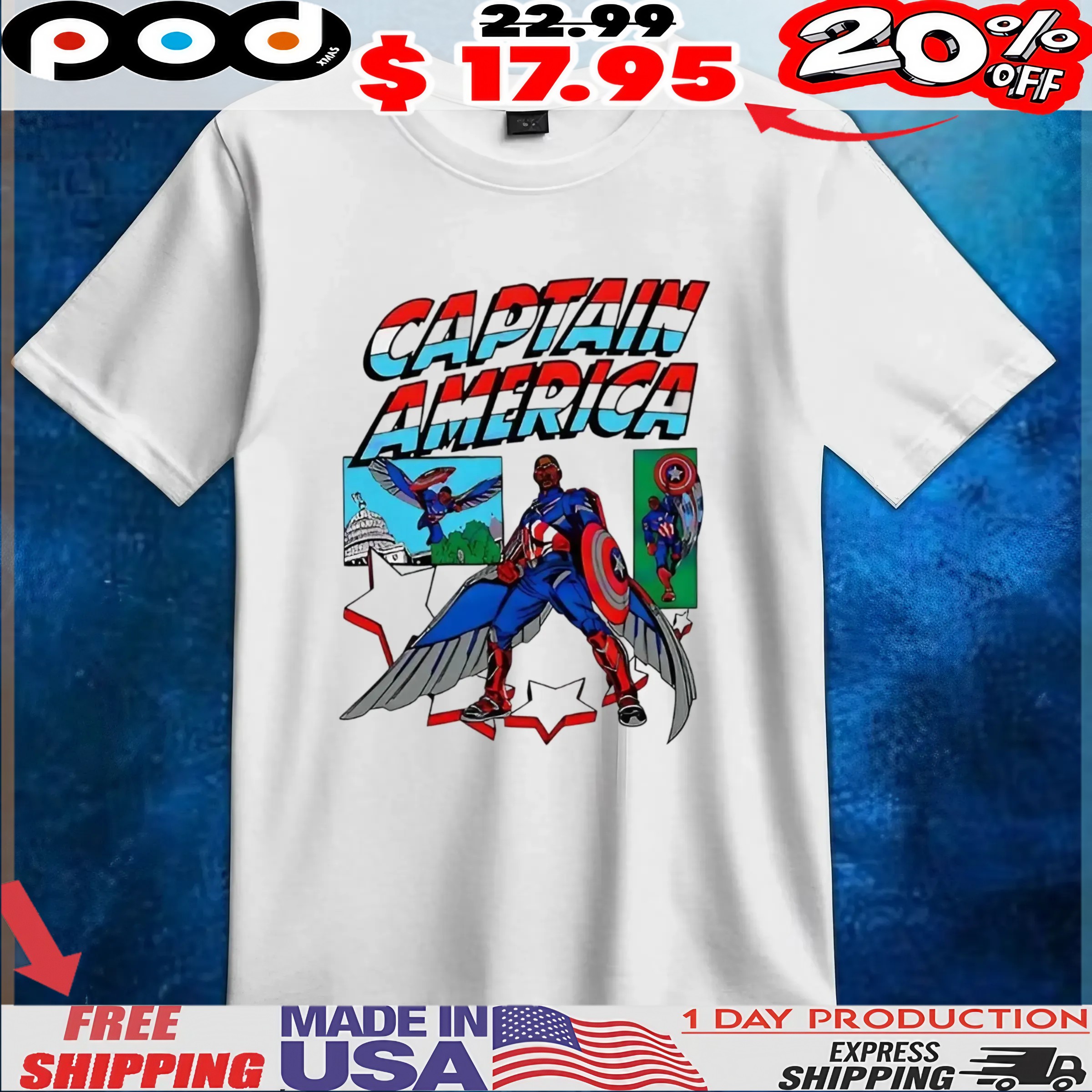 Captain America Sam Wilson Marvel comic t shirt 6 Captain America Sam Wilson Marvel comic t shirt