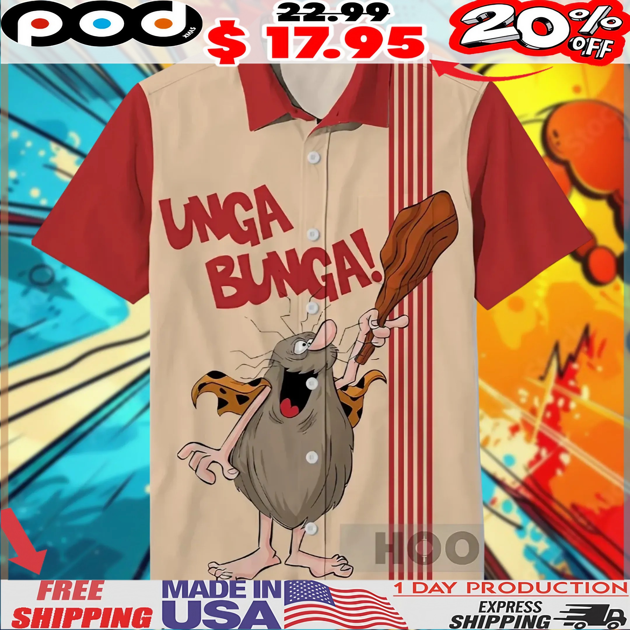 Captain Caveman Unga Bunga 3D All Over Print Shirt 1 Captain Caveman Unga Bunga 3D All Over Print Shirt