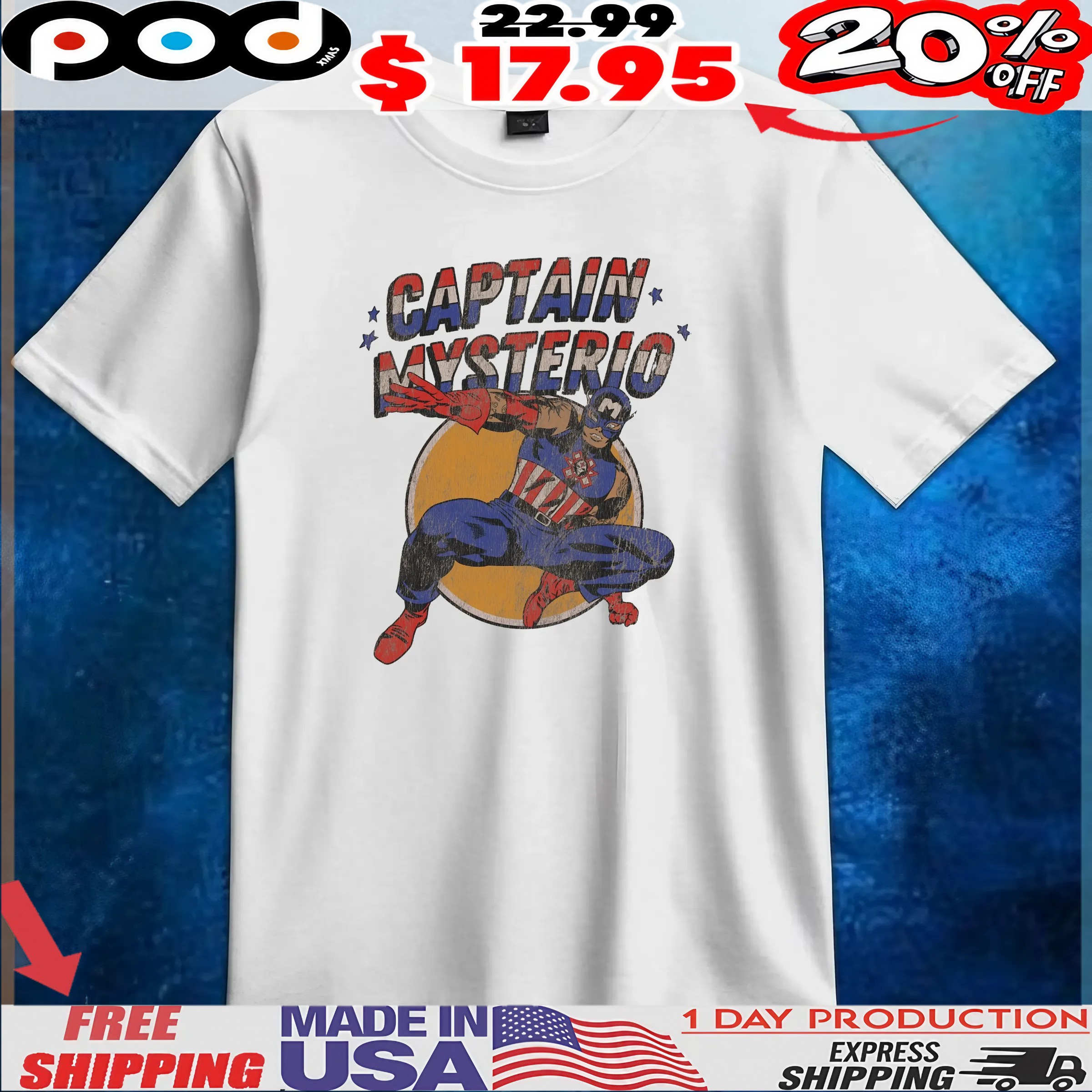 Captain Mysterio Marvel WWE Cosplay T Shirt