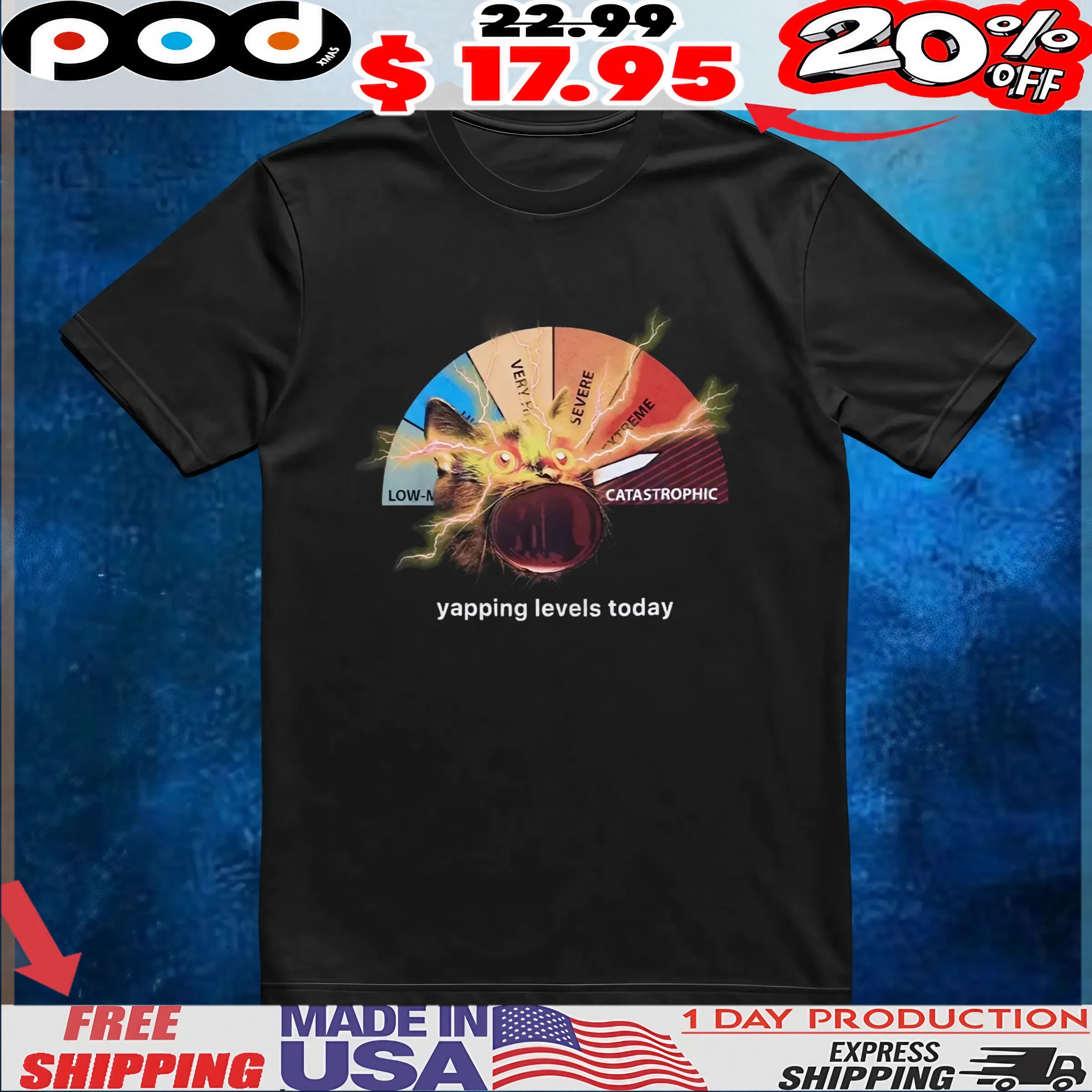 Cat Yapping Levels Today T Shirt 1 Cat Yapping Levels Today T Shirt