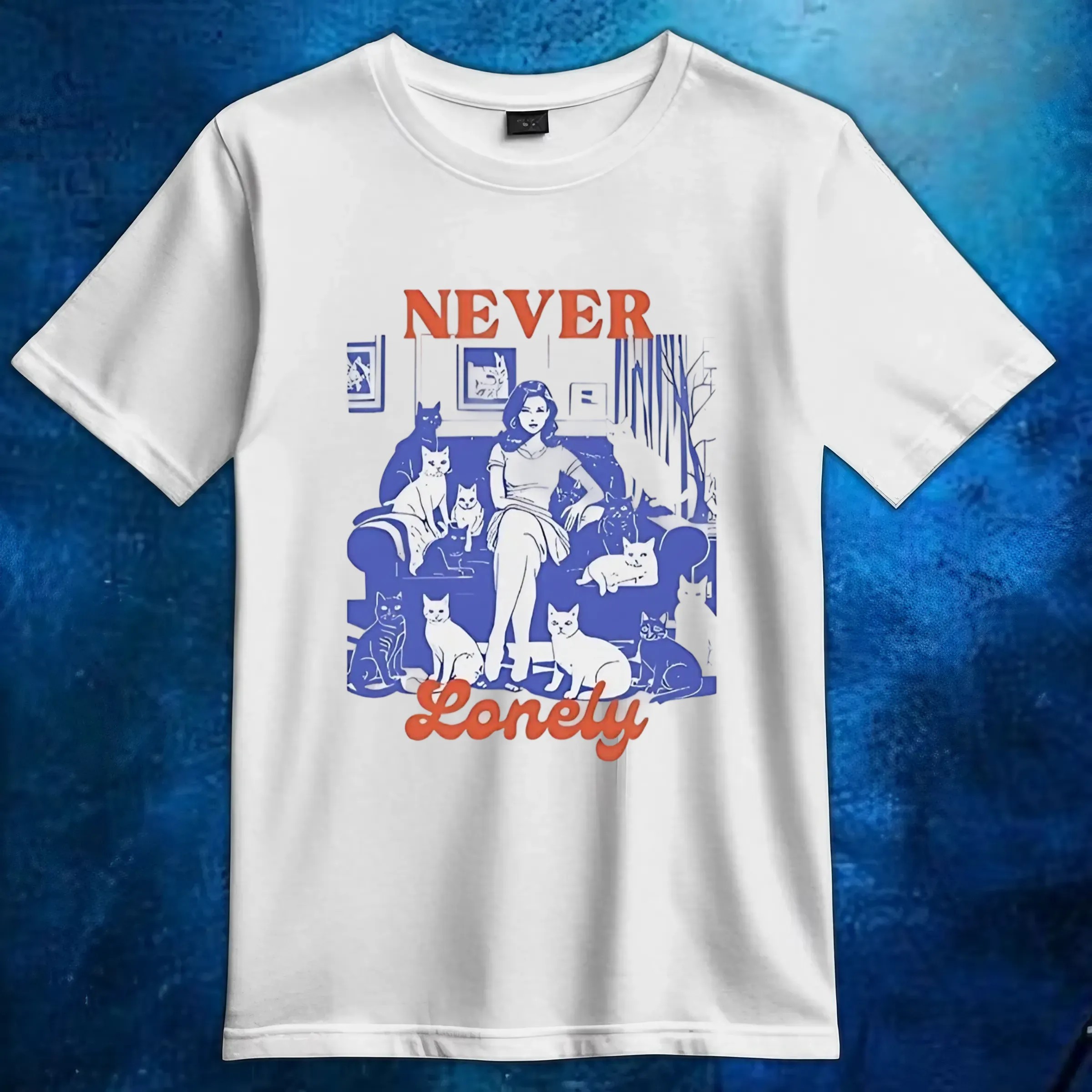Cat lady never lonely t shirt