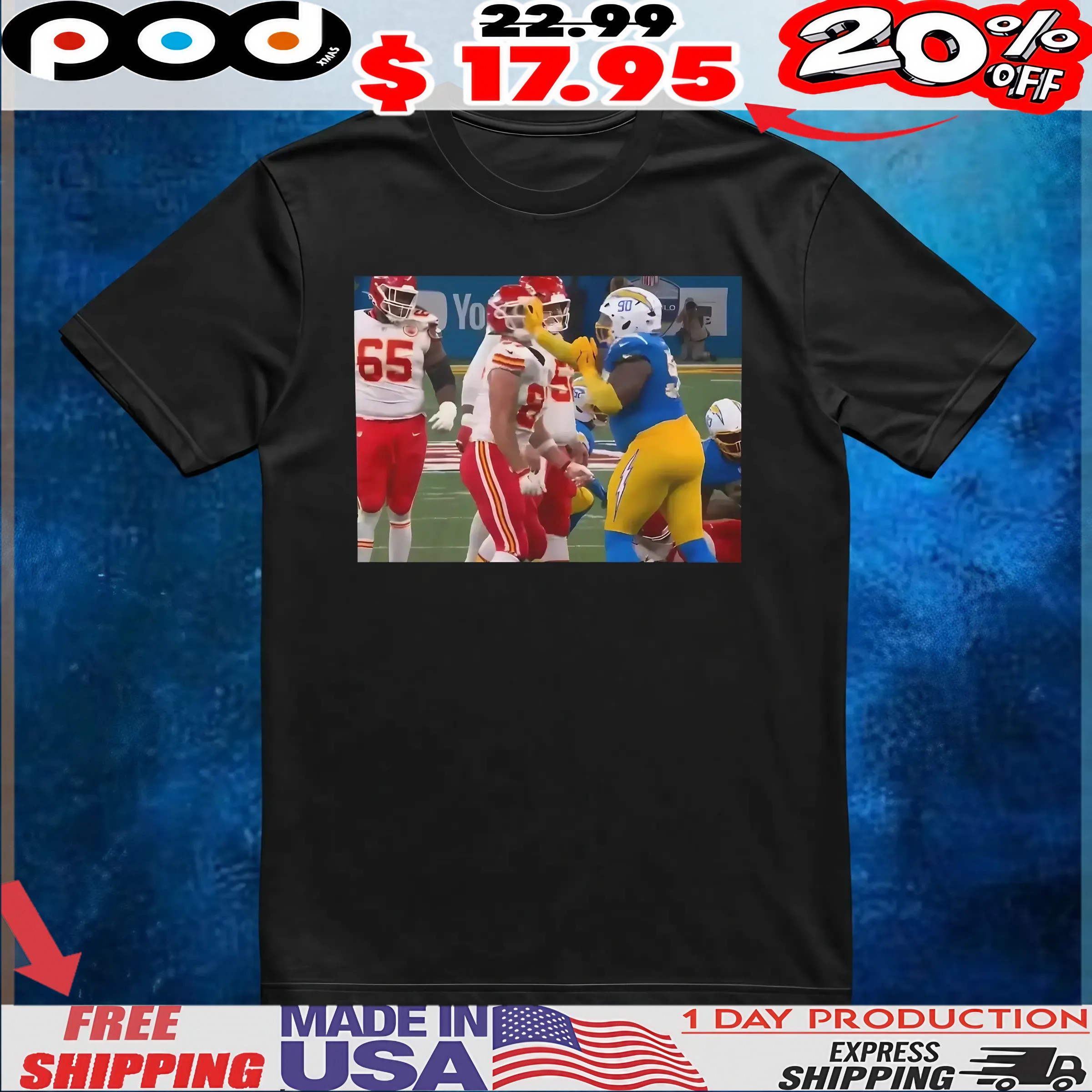 Chargers Player Slapped Travis Kelce In The Face Photo T Shirt