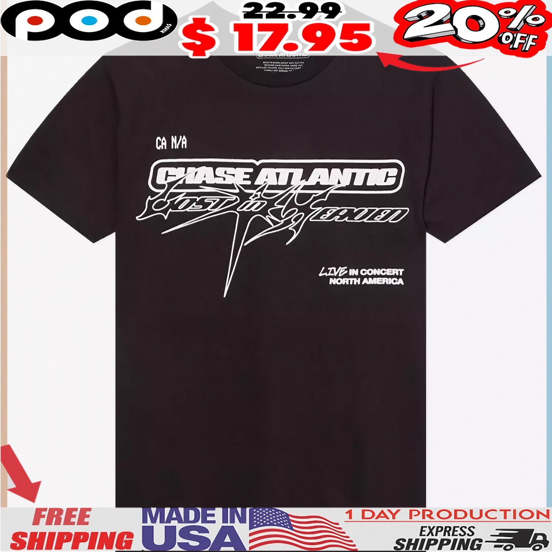 Chase Atlantic Lost In Heaven Tour Schedule T Shirt 2 Chase Atlantic Lost In Heaven Tour Schedule T Shirt