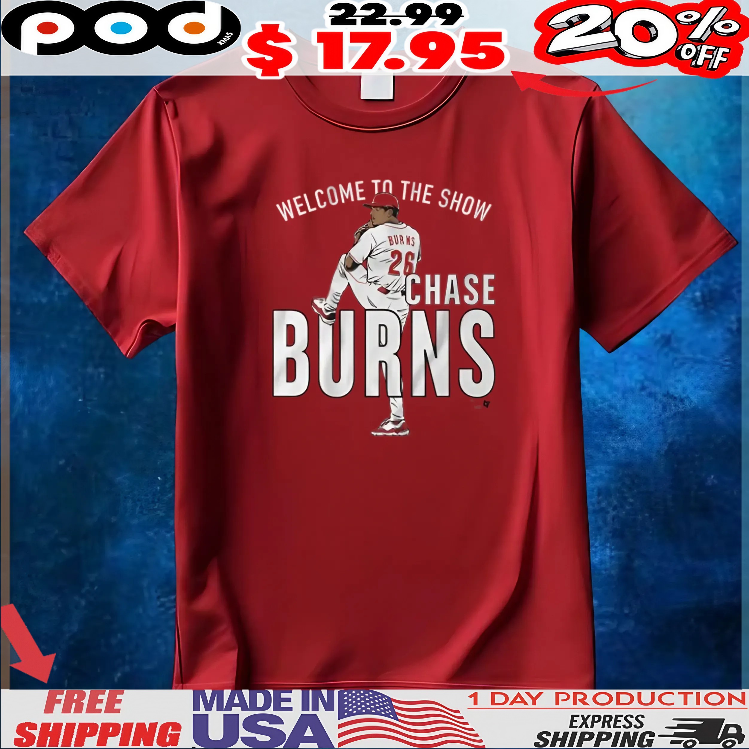 Chase Burns Welcome to the Show Pose T Shirt