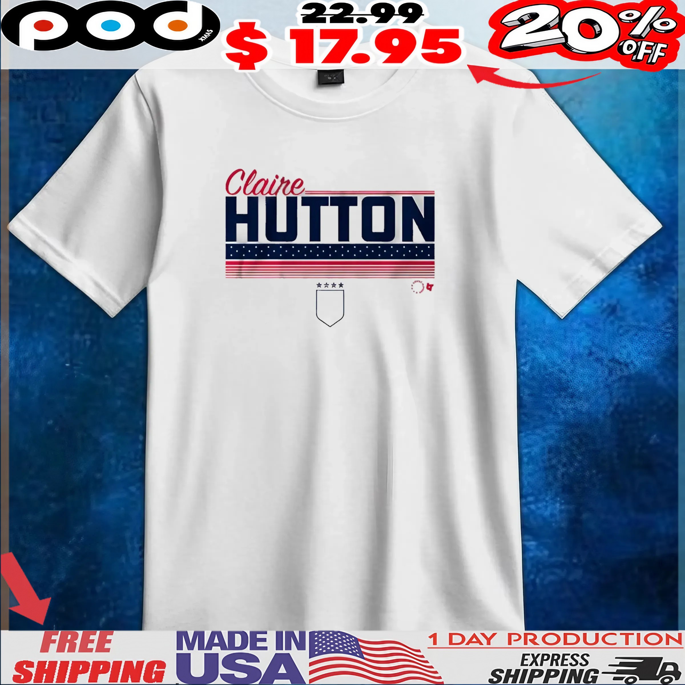 Claire Hutton Stripe USWNTPA T Shirt
