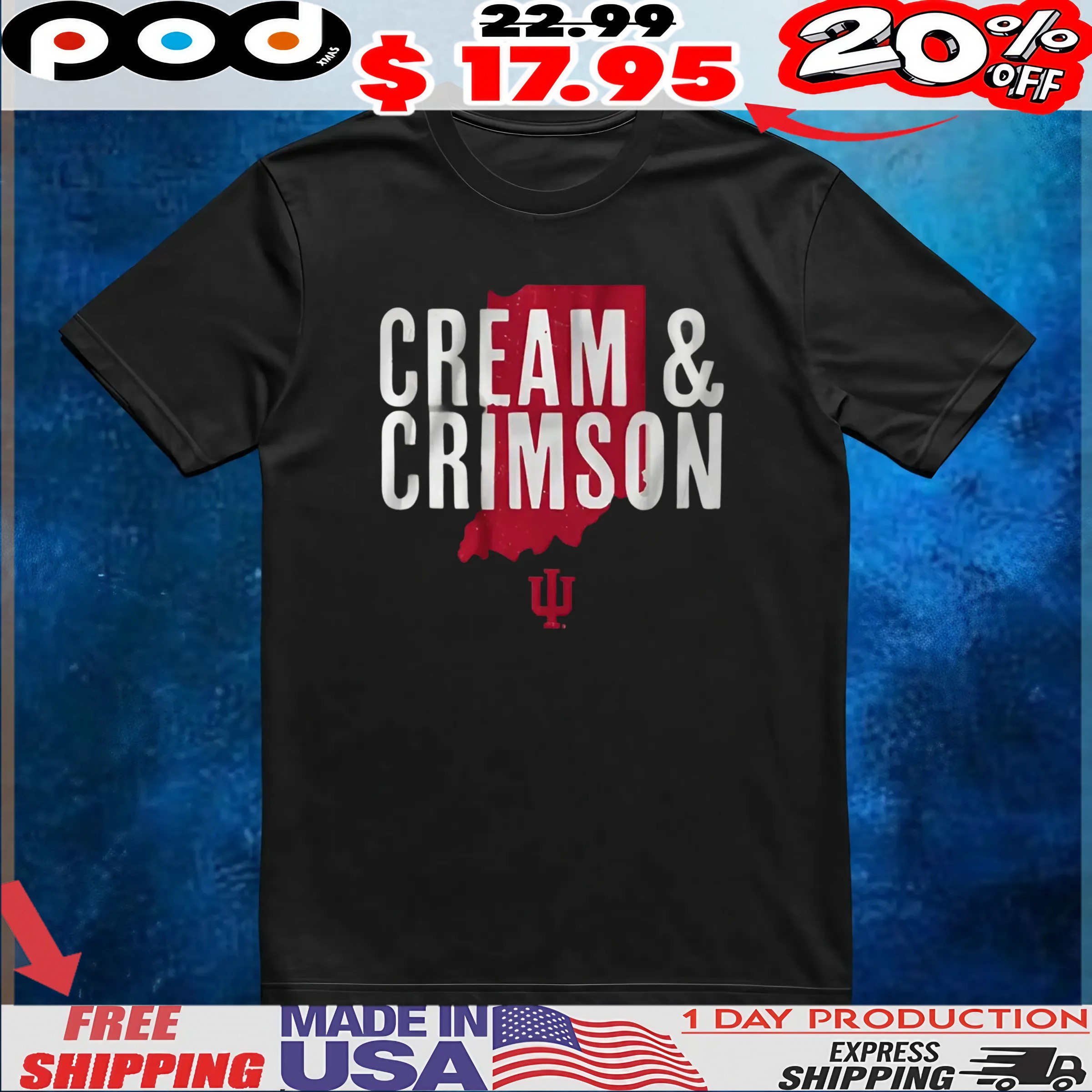 Cream and Crimson Indiana Hoosiers Hometown T Shirt 6 Cream and Crimson Indiana Hoosiers Hometown T Shirt