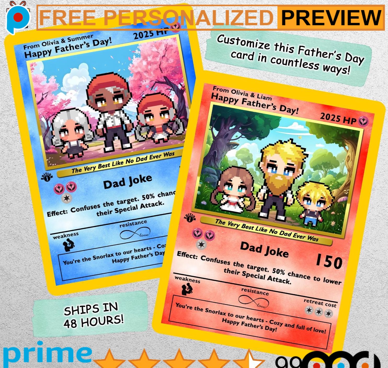 Custom Gamer Pixel Father's Day Pokemon Card