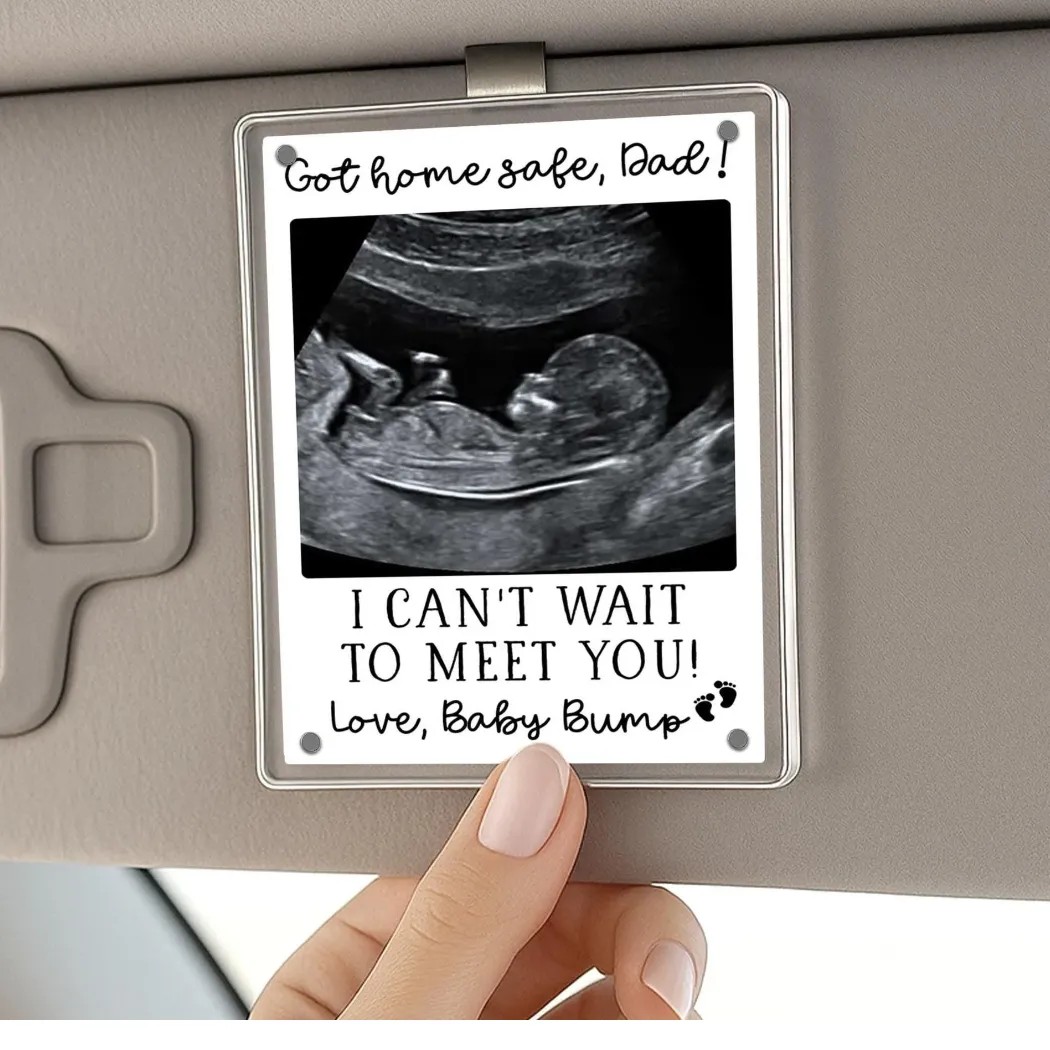 Custom Ultrasound Photo New Baby Sonogram First Father Day Car Visor Clip