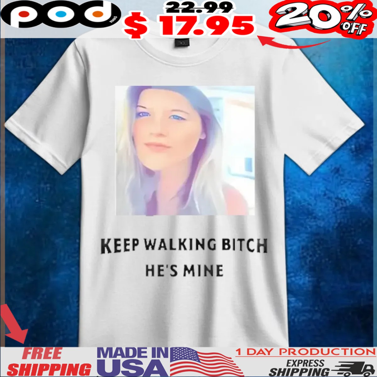 Custom keep walking bitch he's mine T Shirt