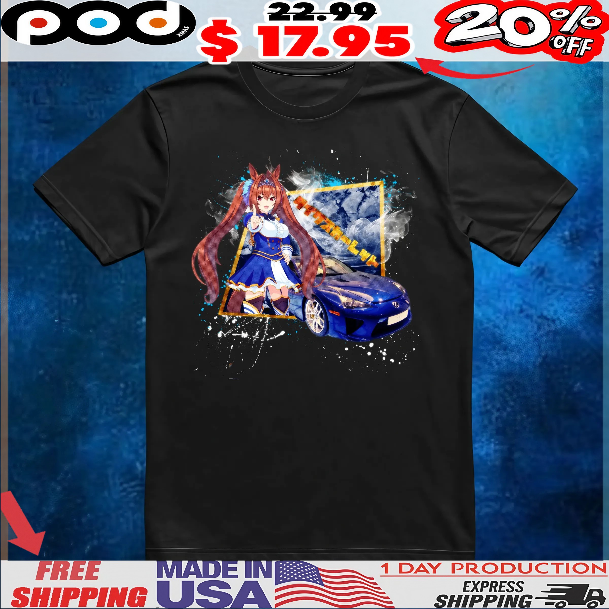 Daiwa Scarlet Umamusume Pretty Derby Lexus LFA T Shirt 6 Daiwa Scarlet Umamusume Pretty Derby Lexus LFA T Shirt