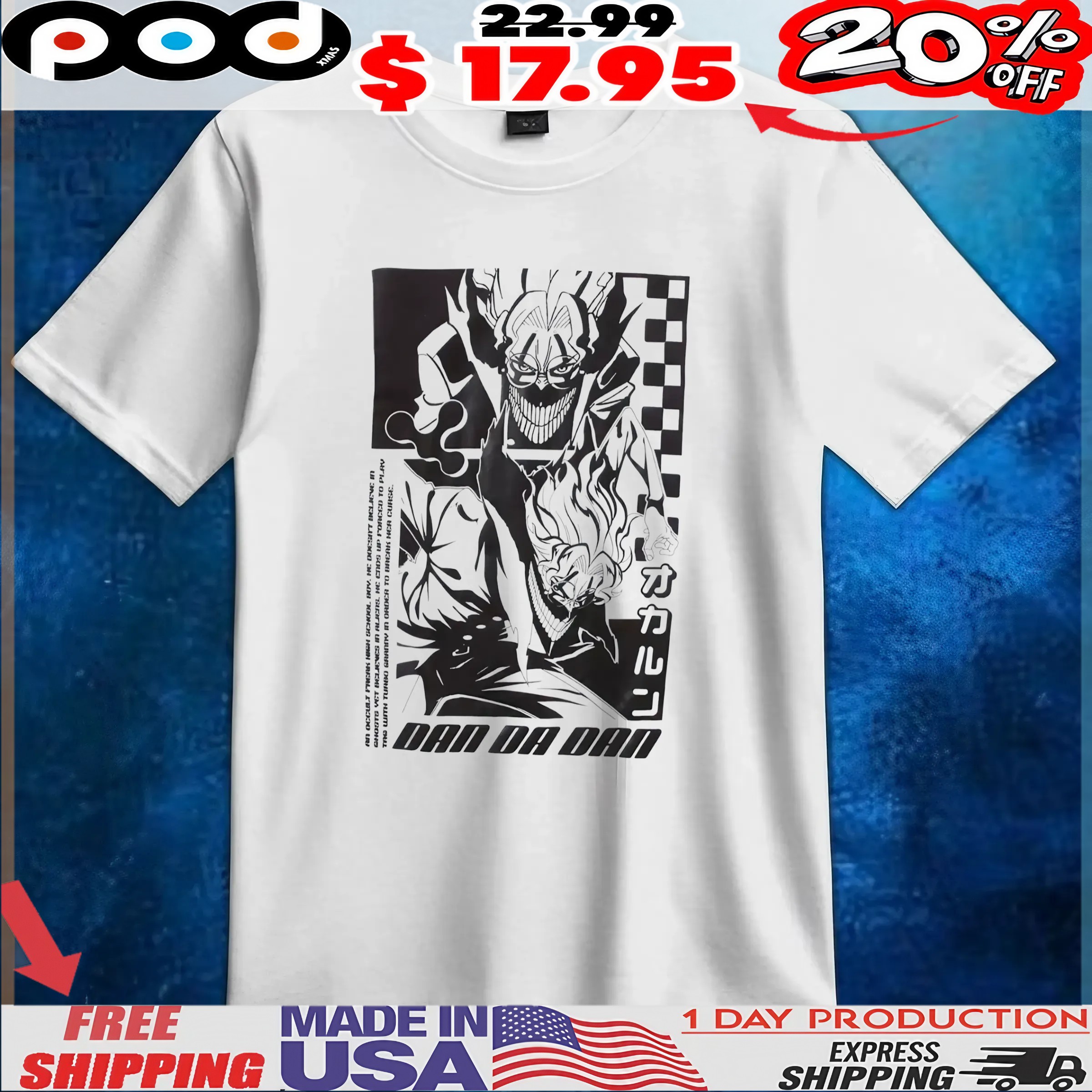 Dandadan Okarun Black and White Jumbo Comic T Shirt