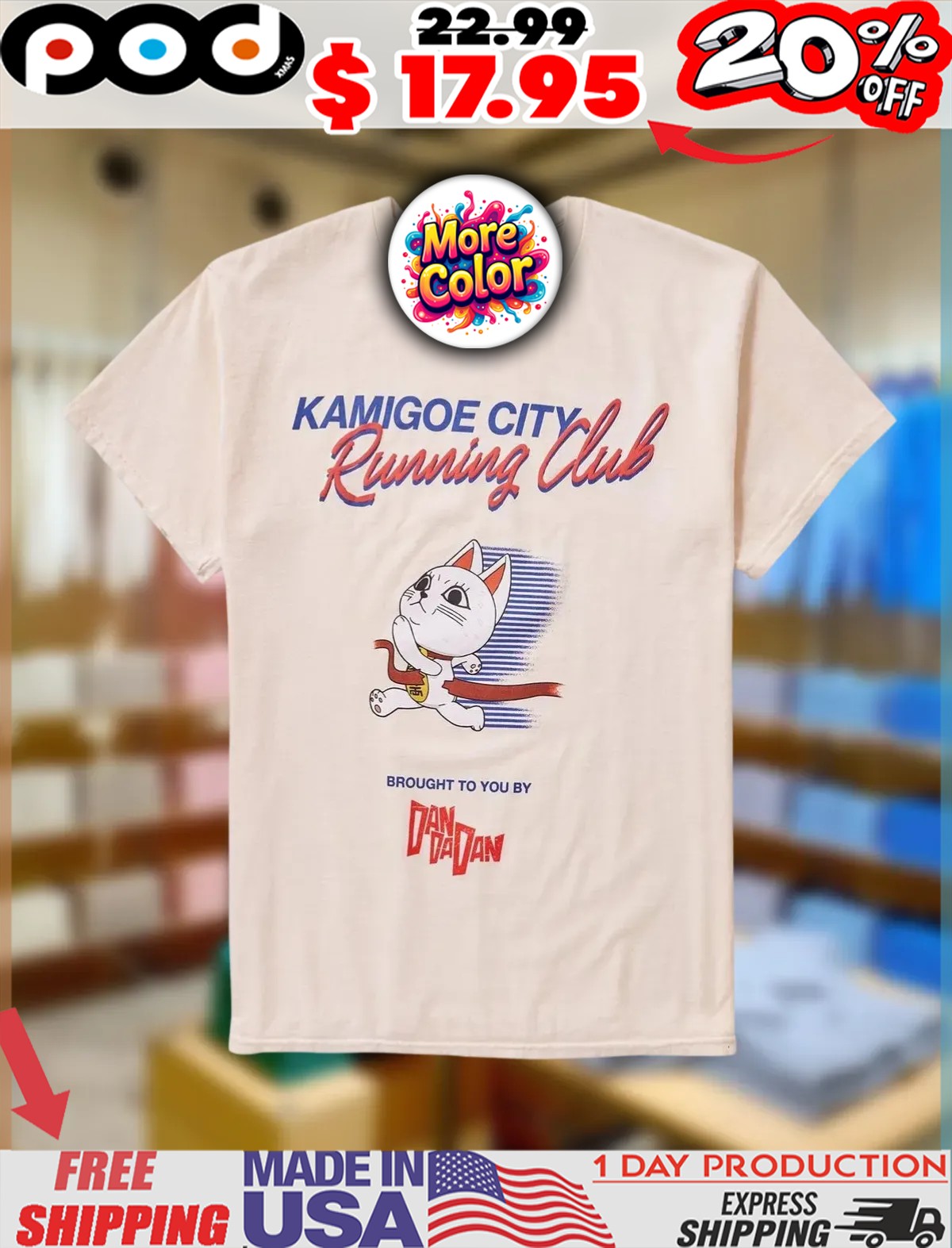 Dandadan Turbo Granny Cat Running Club Kamigoe city Anime Shirt 1 Dandadan Turbo Granny Cat Running Club Kamigoe city Anime Shirt