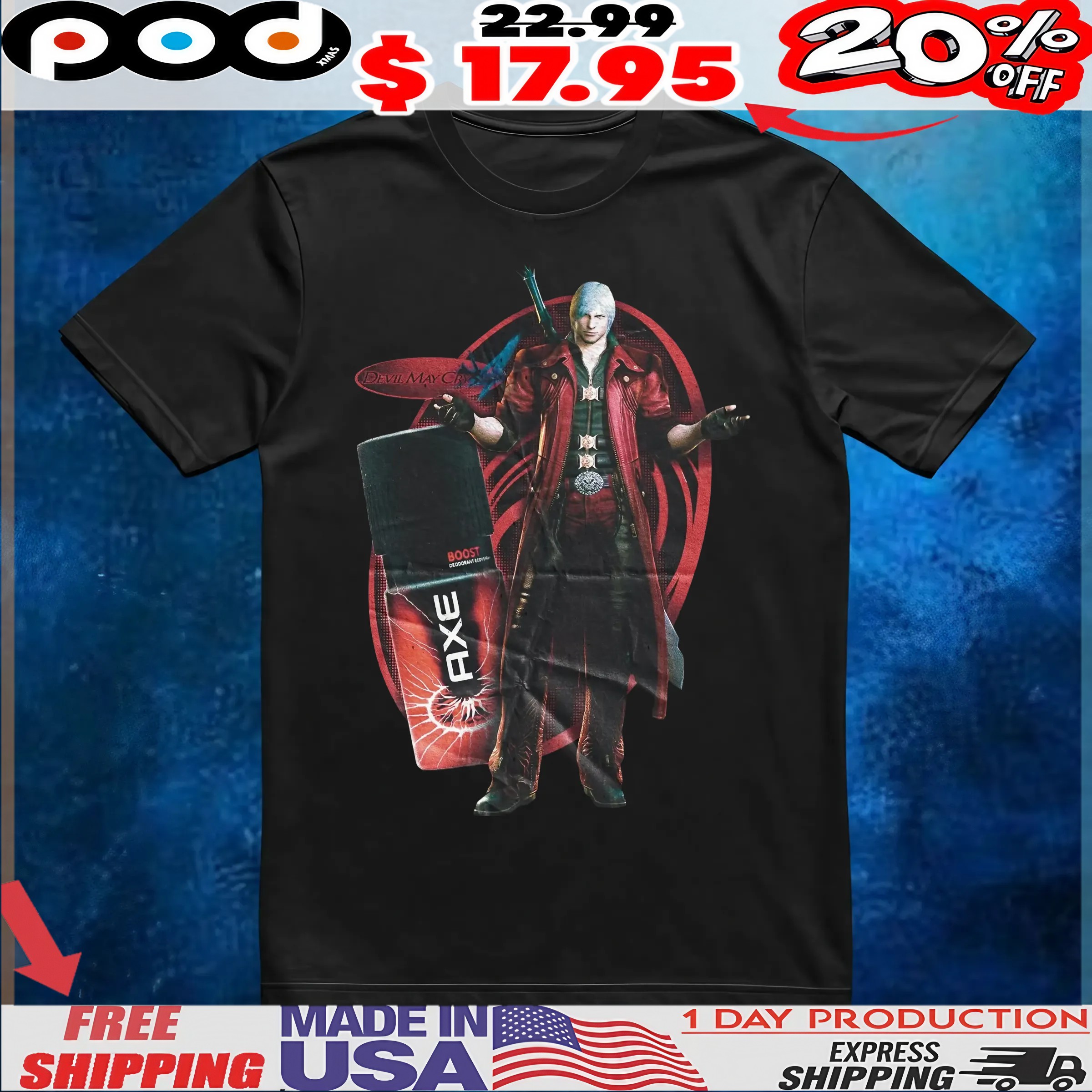 Dante Devil May Cry do Capcom Axe Black Game T Shirt 6 Dante Devil May Cry do Capcom Axe Black Game T Shirt