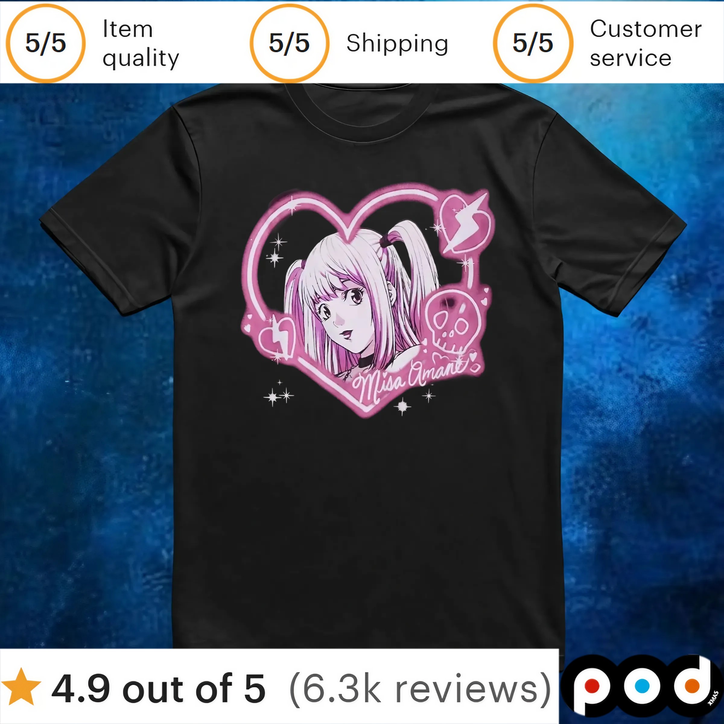 Death Note Misa Pink Heart Portrait T Shirt 6 Death Note Misa Pink Heart Portrait T Shirt
