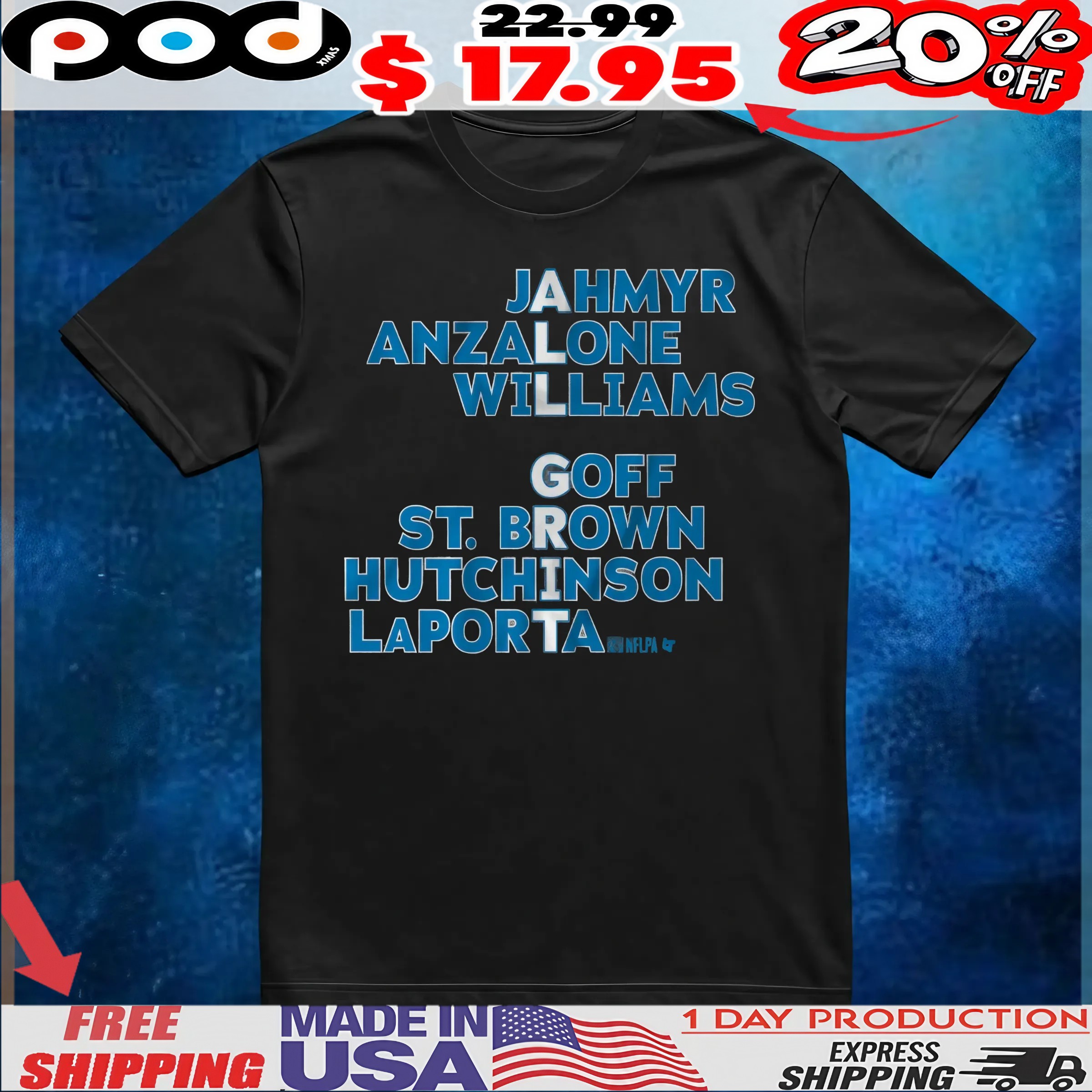 Detroit All Grit Names Jahmyr Anzalone Williams Goff St Brown Hutchinson Laporta T Shirt 6 Detroit All Grit Names Jahmyr Anzalone Williams Goff St Brown Hutchinson Laporta T Shirt