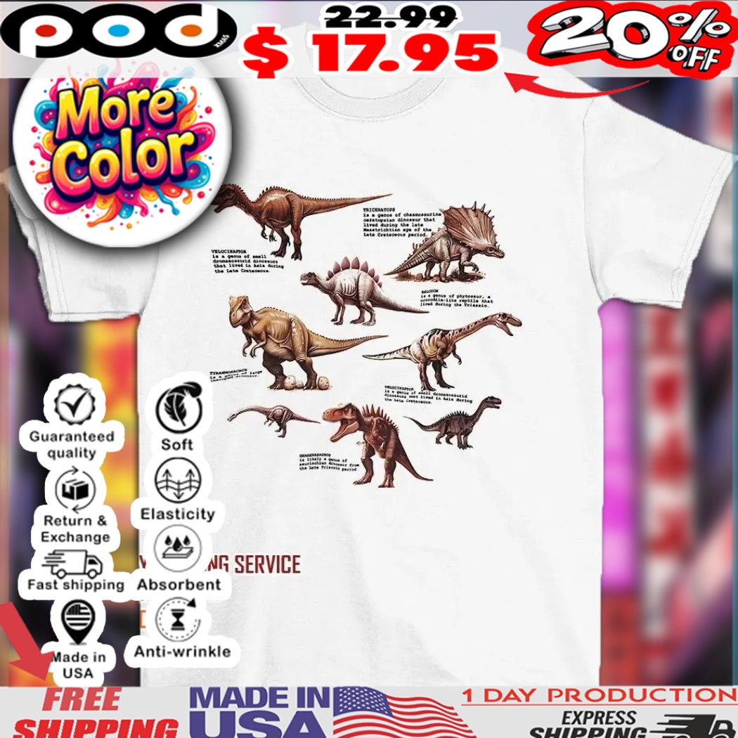 Dinosaur species educational illustration shirt
