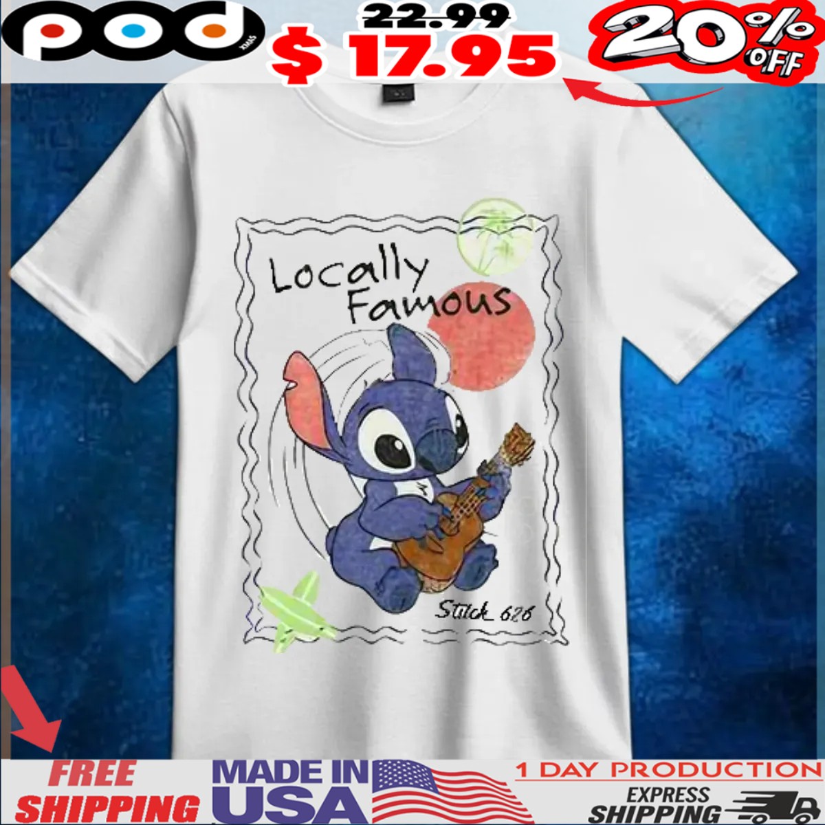 Disney Stitch Post Stamp locally famous t shirt
