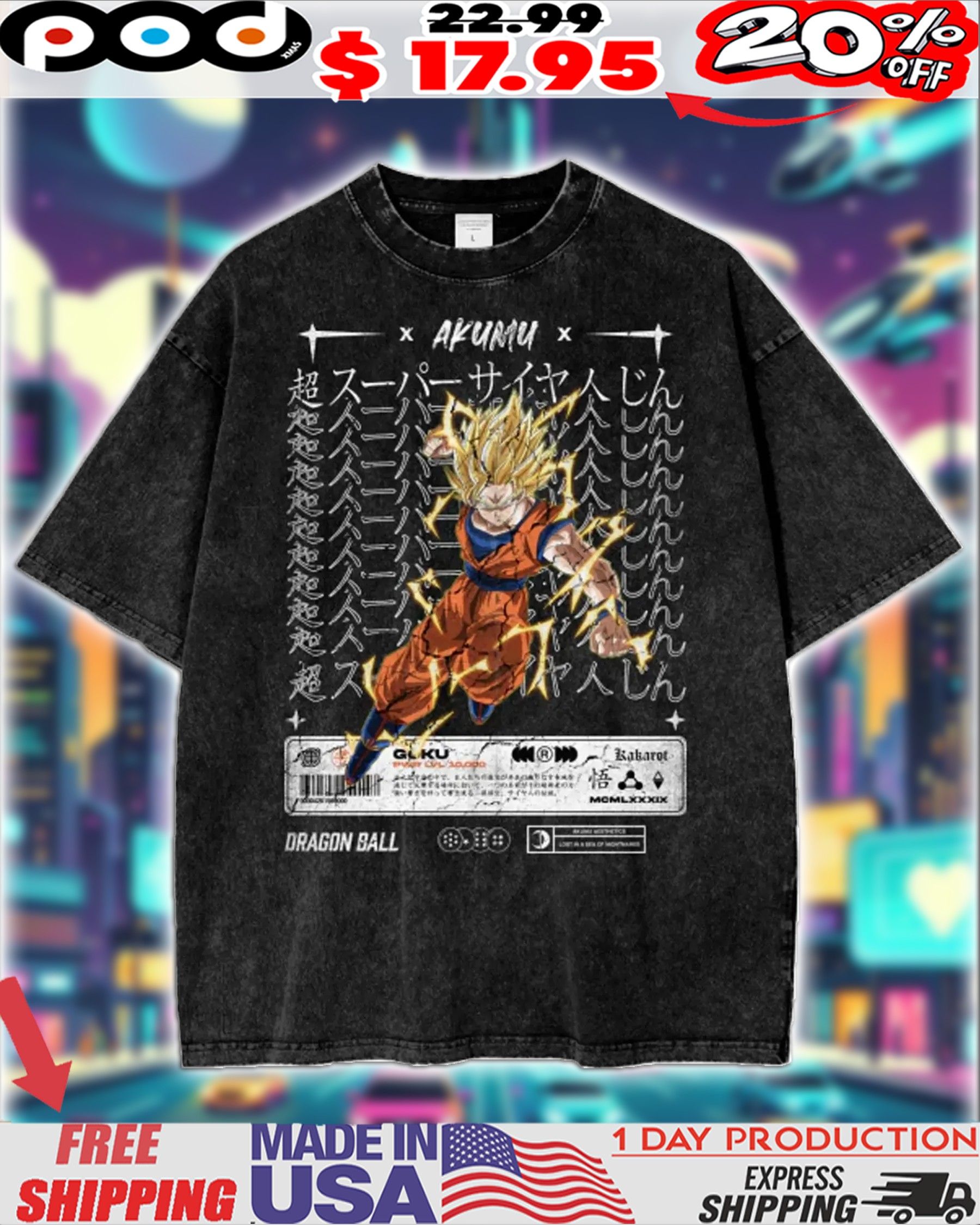 Dragon Ball 'Goku Super Saiyan 2' Vintage Anime Shirt 1 Dragon Ball 'Goku Super Saiyan 2' Vintage Anime Shirt