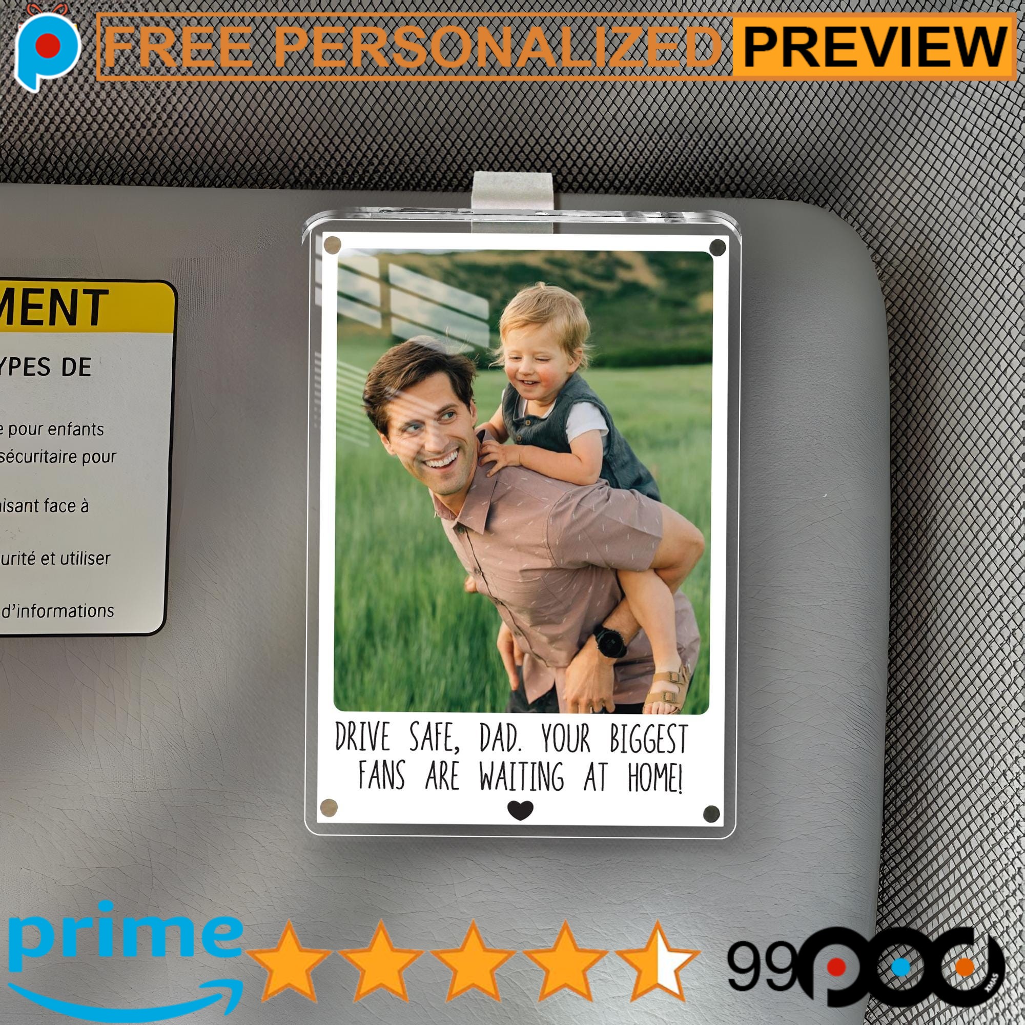 Drive Safe, Dad Your Biggest Fans Are Waiting At Home! Custom Father's Day Gift Photo Car Visor