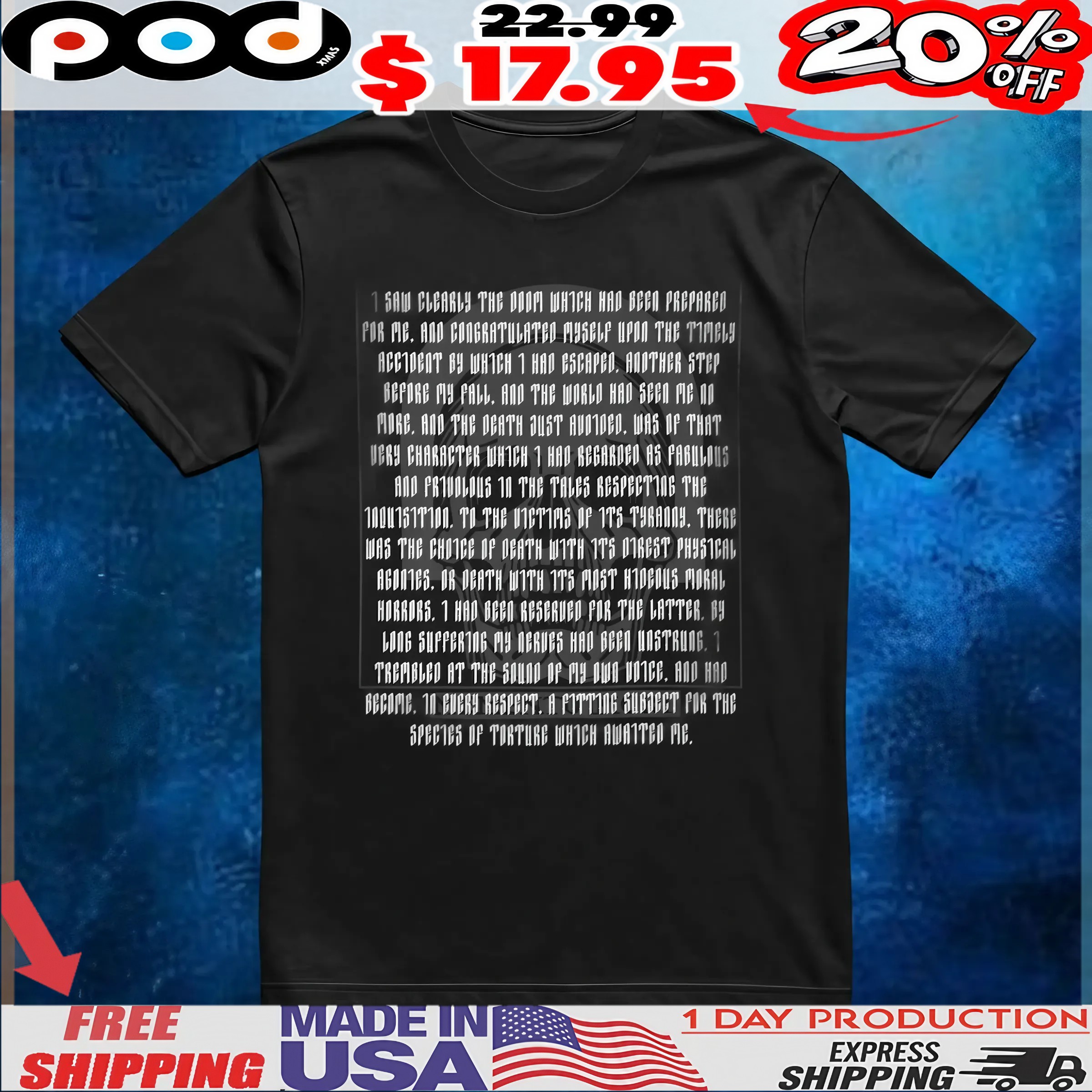 Edgar Allan Poe Skull Wednesday Addams I Saw Clearly The Doom Which Had Been Prepared For Me T Shirt 6 Edgar Allan Poe Skull Wednesday Addams I Saw Clearly The Doom Which Had Been Prepared For Me T Shirt