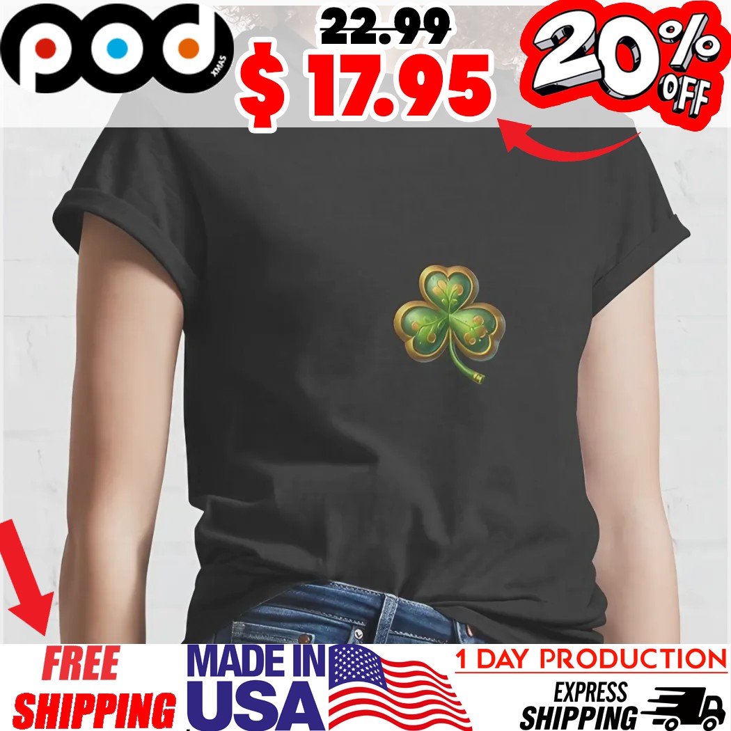 Elegant Golden Shamrock Lucky Charm St Patrick’s Day Shirt