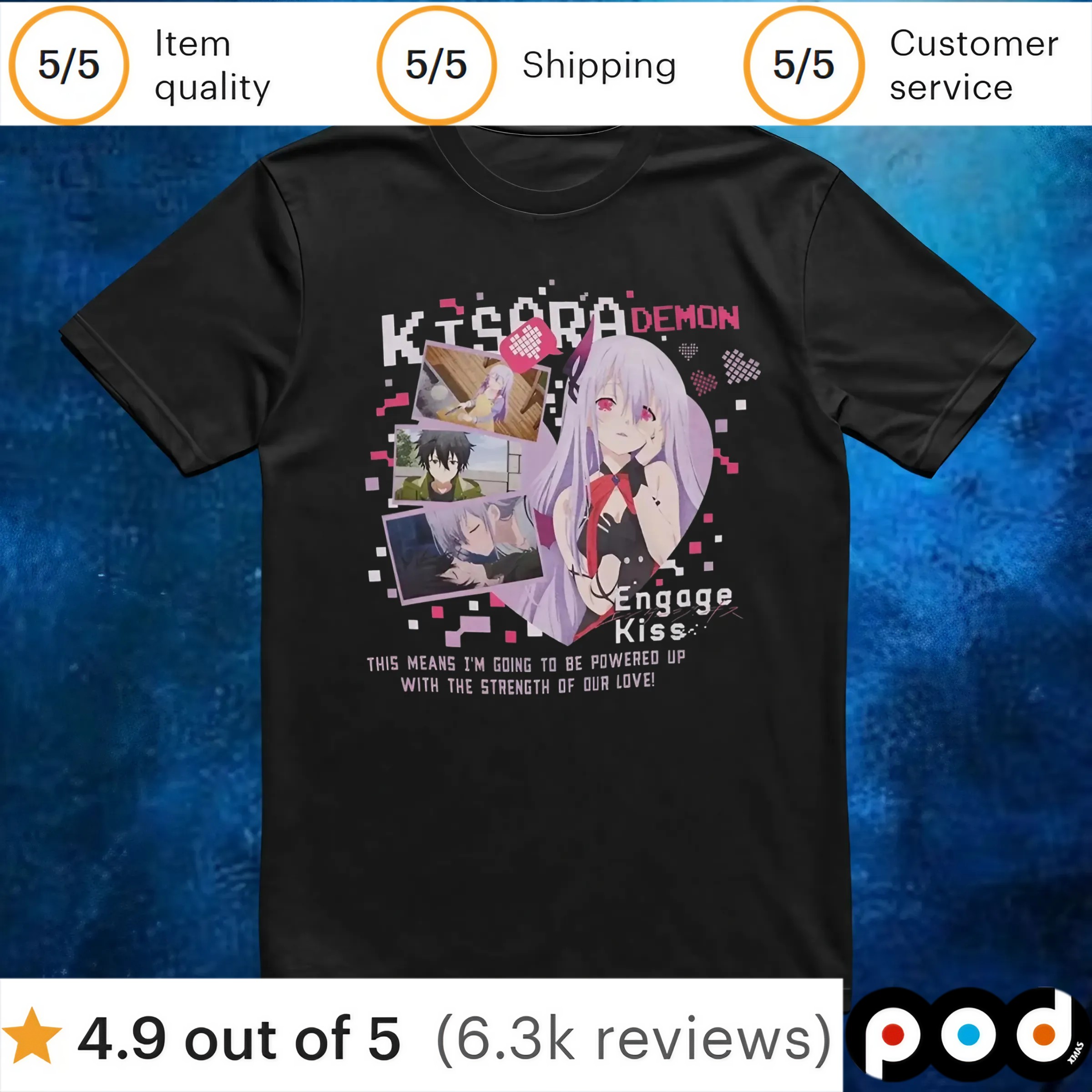 Engage Kiss Heart Panels Kisara Demon T Shirt 6 Engage Kiss Heart Panels Kisara Demon T Shirt