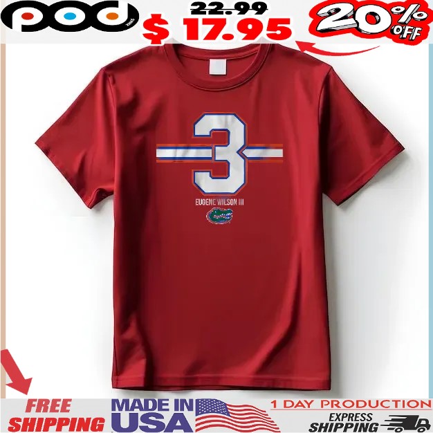 Florida Football Eugene Wilson III 3 Stripe T Shirt 1 Florida Football Eugene Wilson III 3 Stripe T Shirt