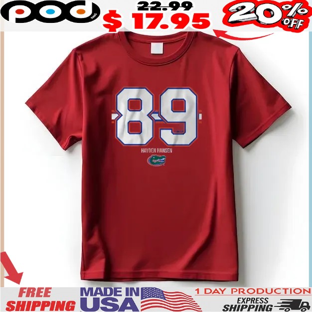 Florida Football Hayden Hansen 89 Stripe T Shirt 1 Florida Football Hayden Hansen 89 Stripe T Shirt