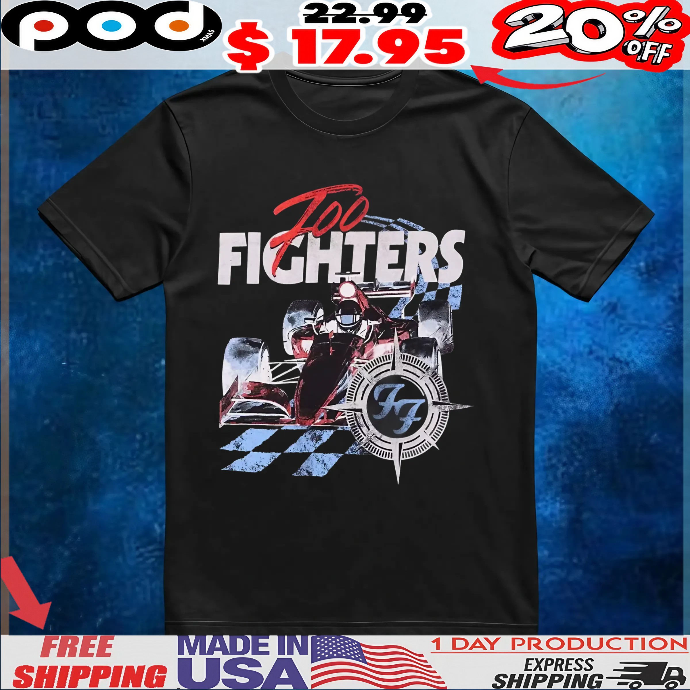 Foo Fighters Race Car T Shirt