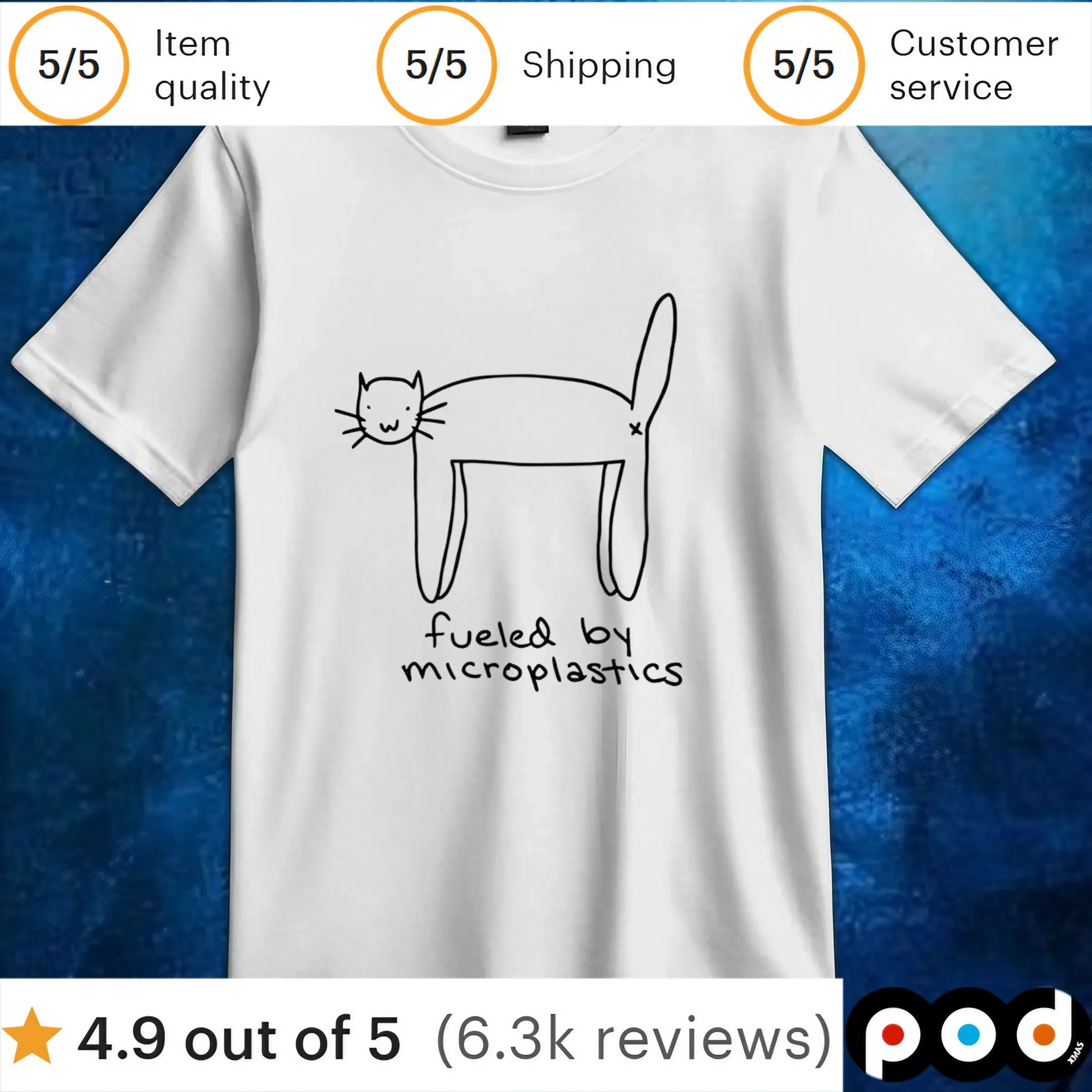 Fueled by microplastics cat t shirt