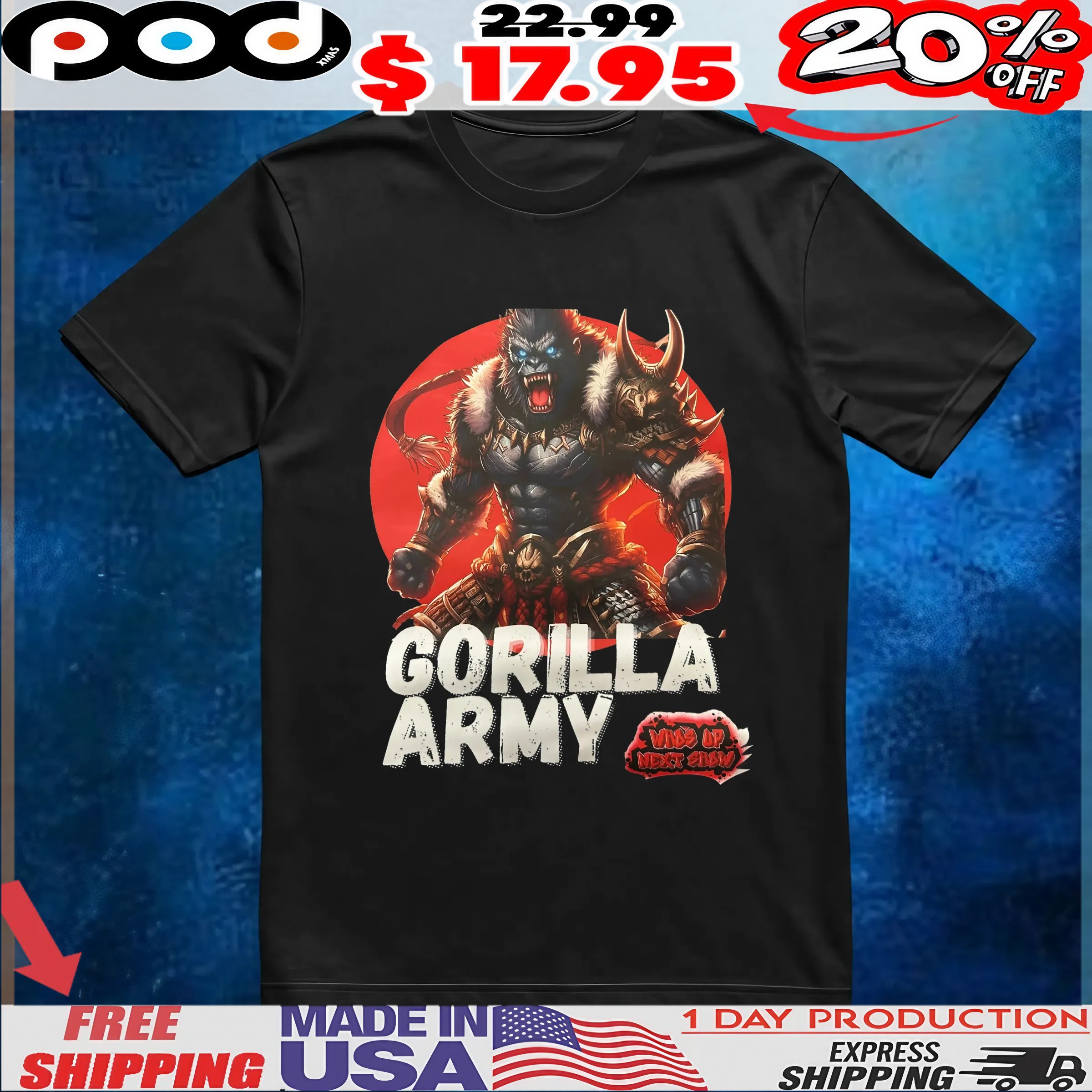 GORILLA Army swabs up next show t shirt