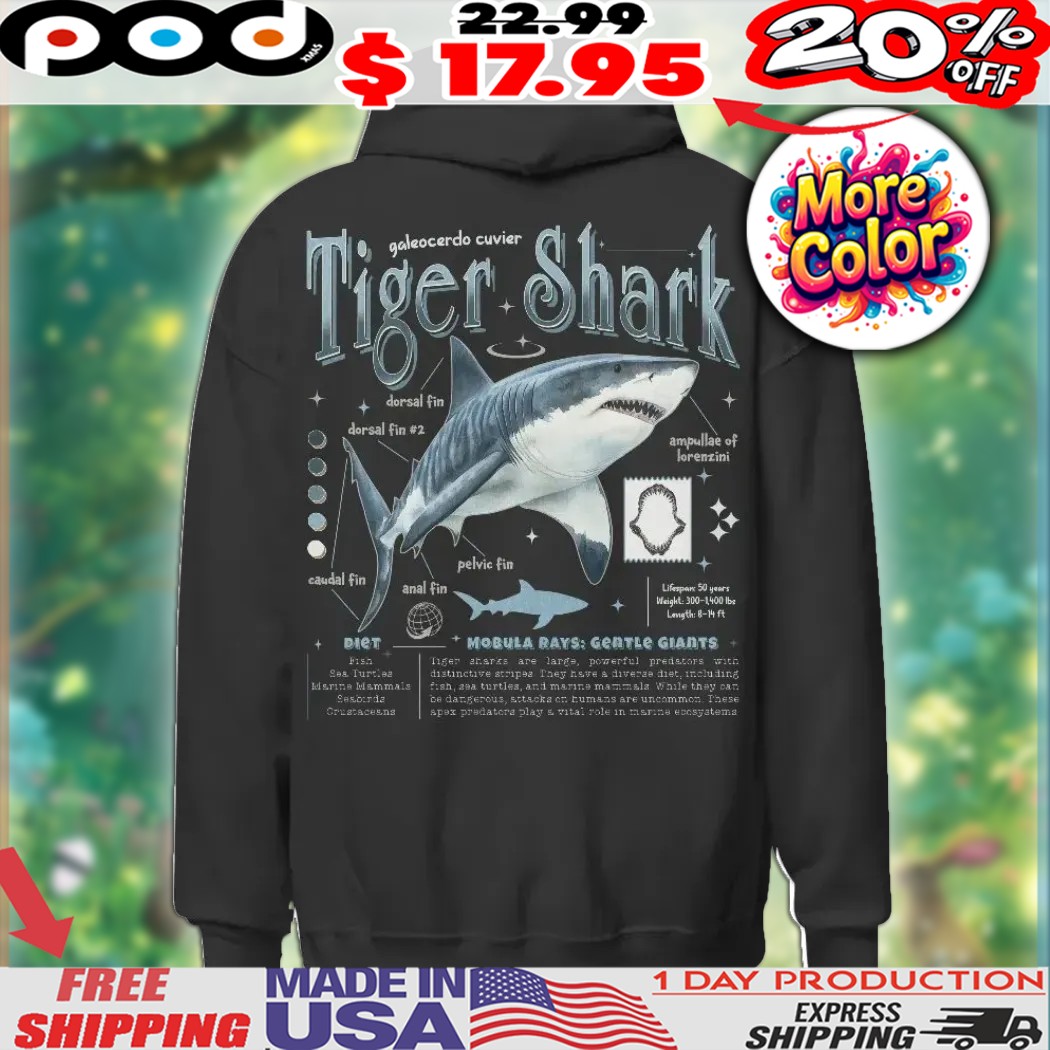 Galeocerdo cuvier Tiger Shark Anatomy Animal Knowledge Marine Biology Novelty Graphic Shirt 1 Galeocerdo cuvier Tiger Shark Anatomy Animal Knowledge Marine Biology Novelty Graphic Shirt