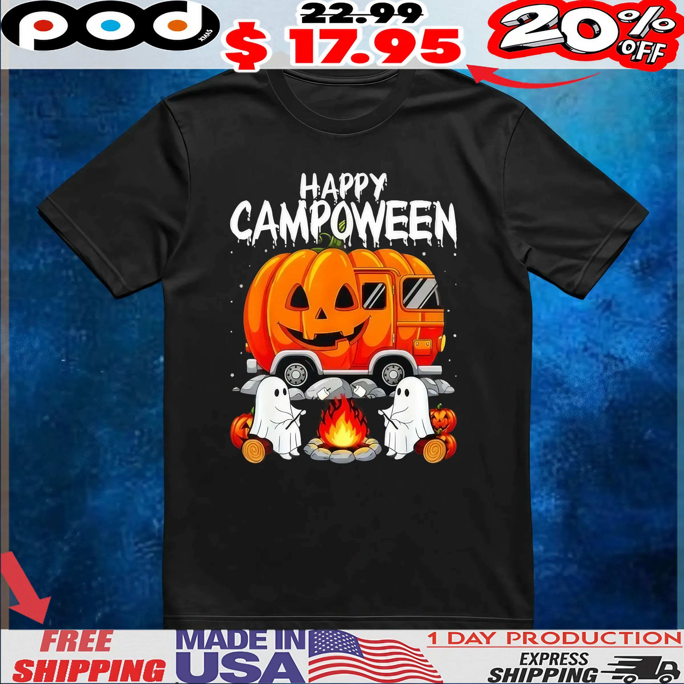 Ghost Camping Halloween Camp Life Pumpkin Car T Shirt 6 Ghost Camping Halloween Camp Life Pumpkin Car T Shirt