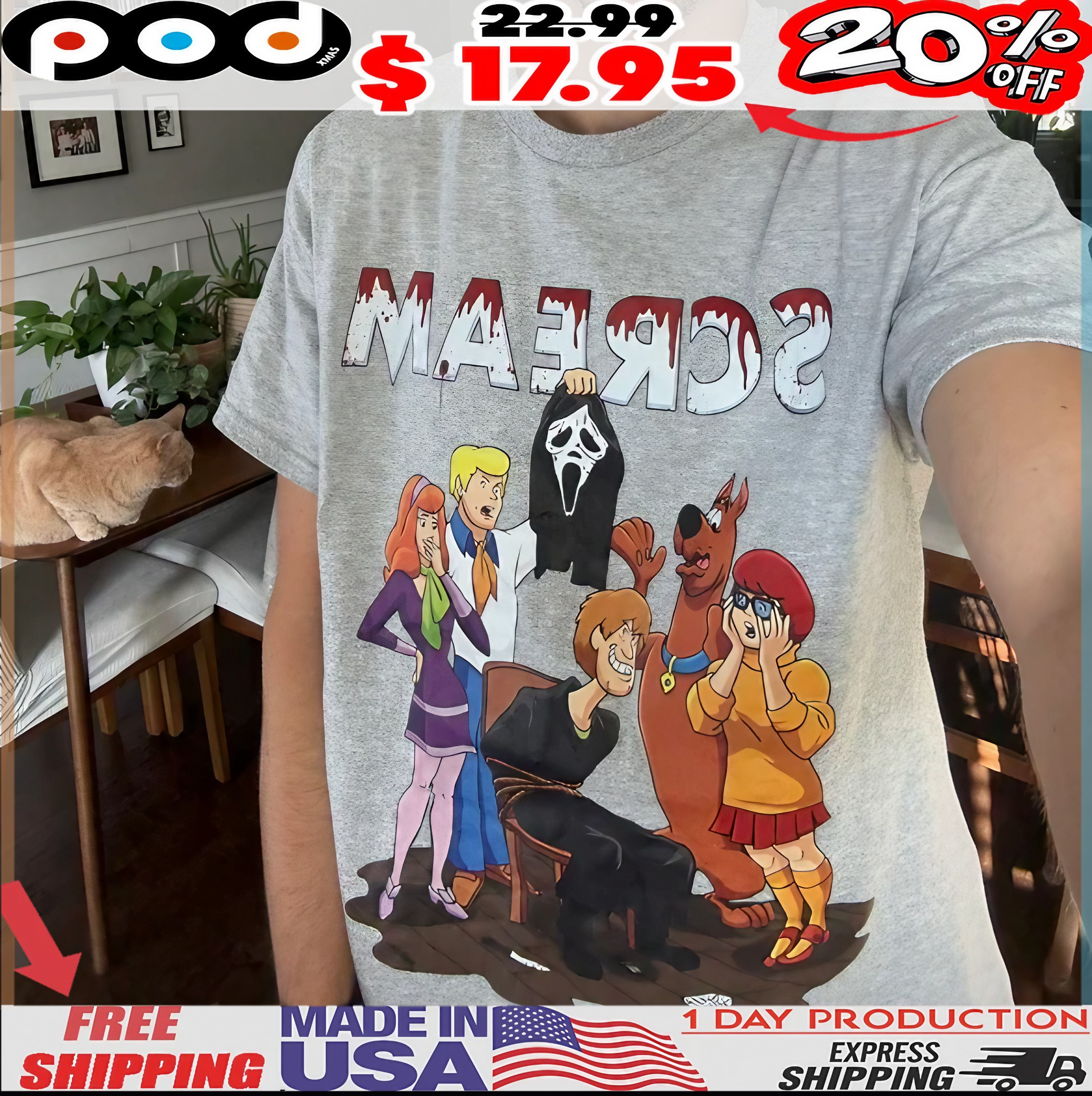 Ghostface Scream Fred, Daphne, Velma, Scooby-doo, And Shaggy Scooby-doo, Where Are You T Shirt