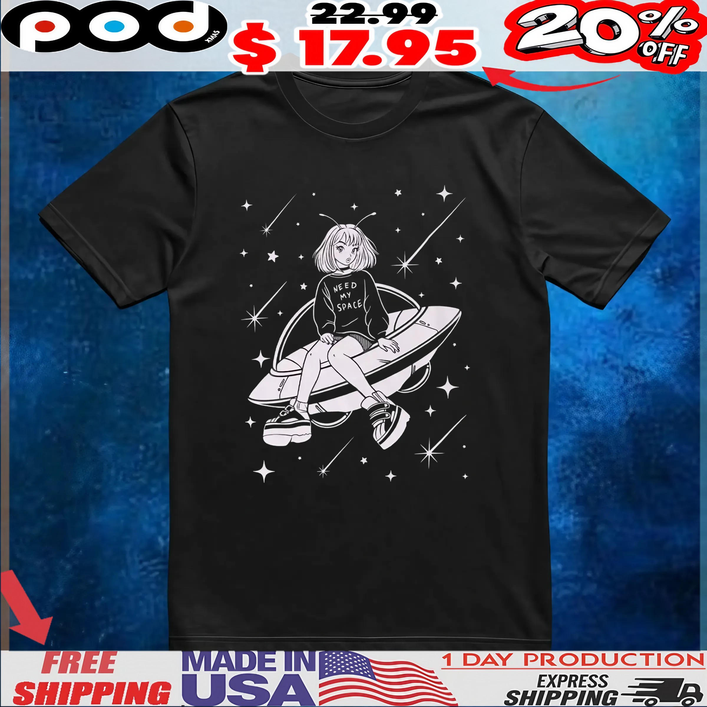 Girl Need My Space Spaceship T Shirt
