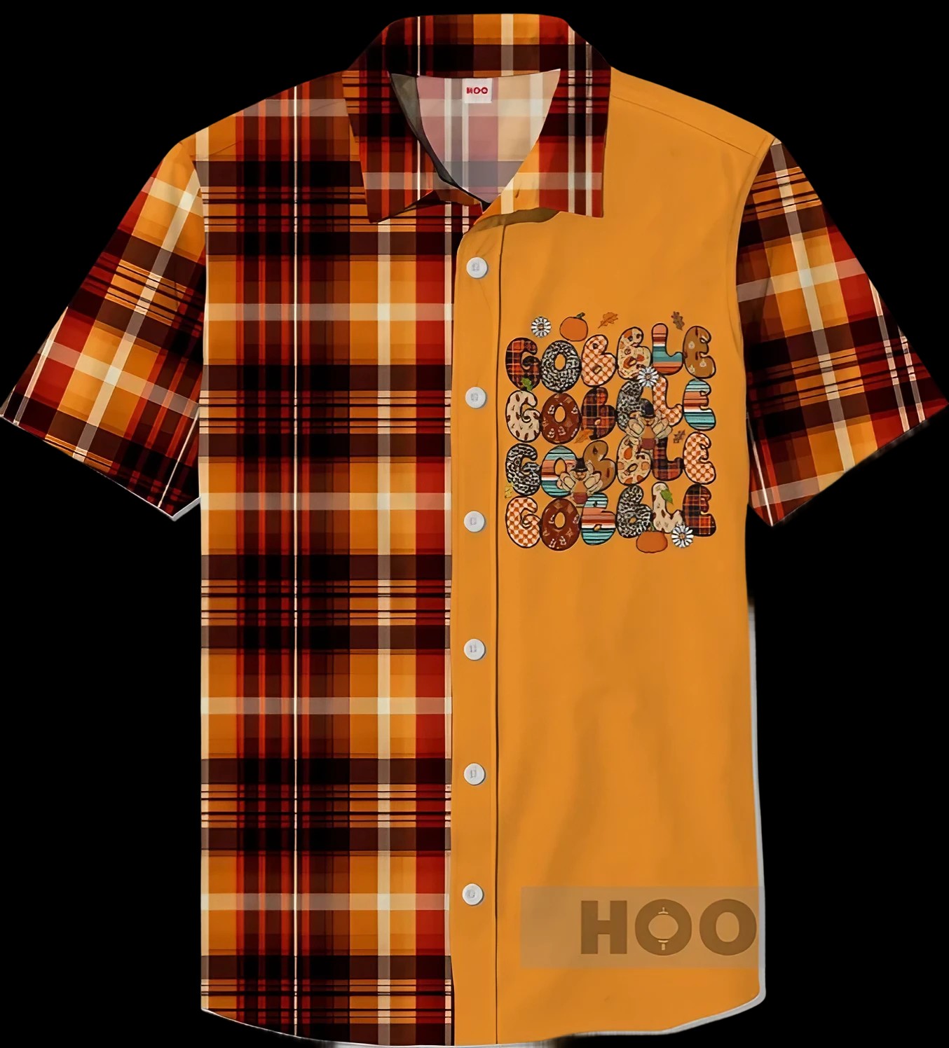 Gobble Thanksgiving Orange Plaid Halloween Hawaiian Shirt 1 Gobble Thanksgiving Orange Plaid Halloween Hawaiian Shirt