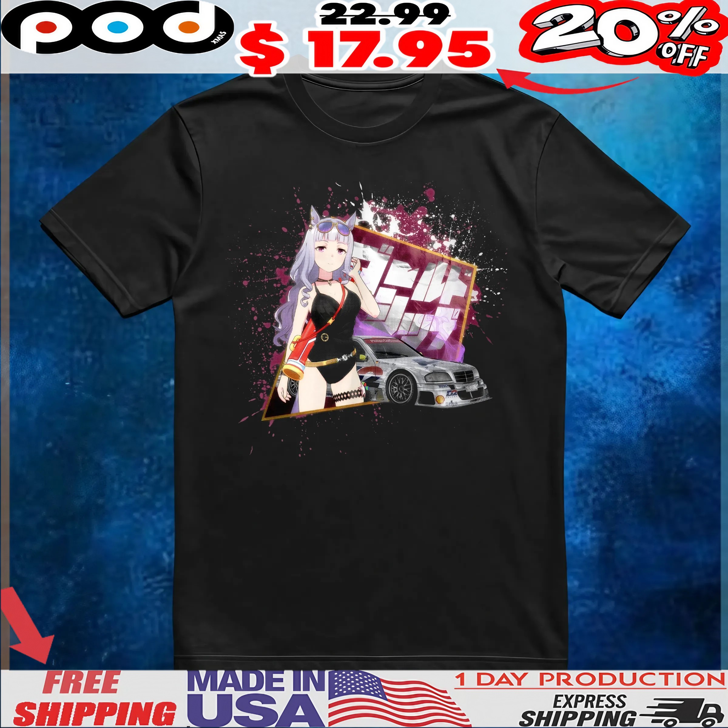 Gold Ship Uma Musume Pretty Derby Mercedes-Benz W202 AMG DTM T Shirt