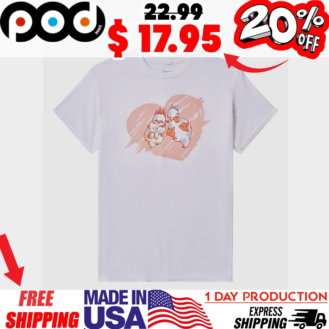 Goose and Bunny lying Heart Shirt
