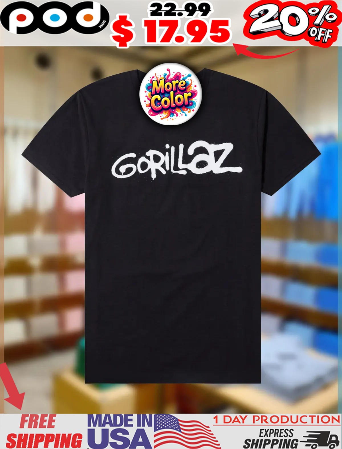Gorillaz Island Text Streetwear Shirt