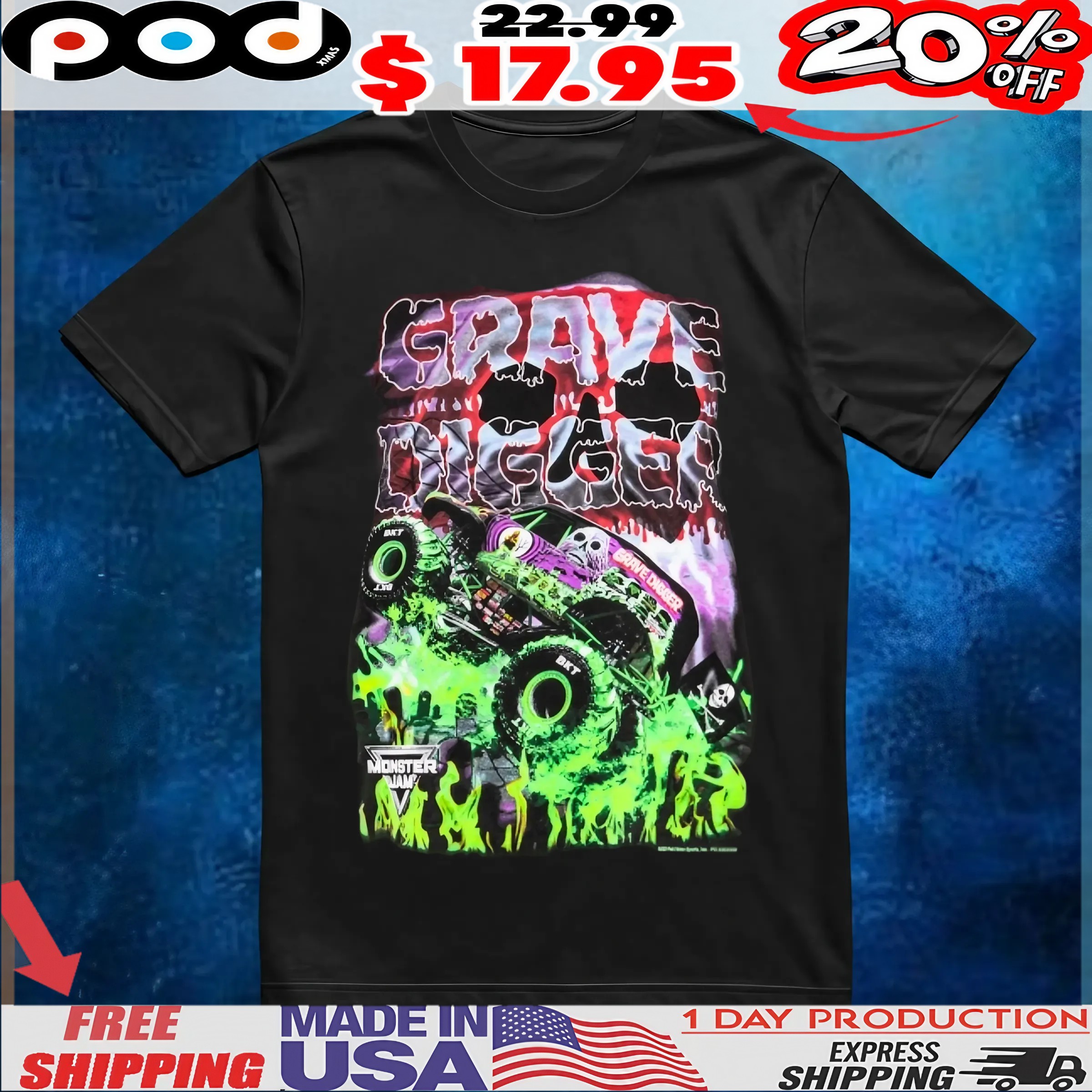 Grave Digger Ghost Eyes T Shirt