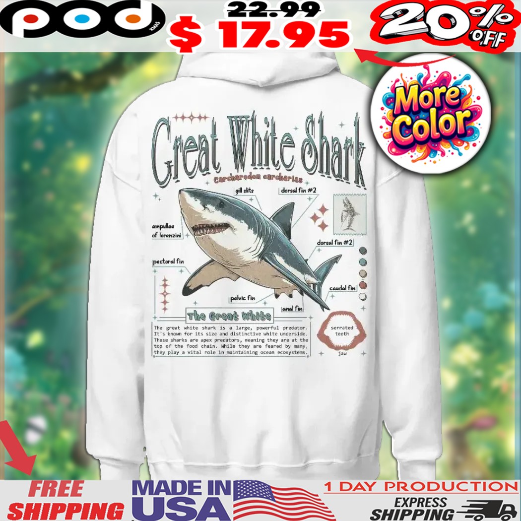 Great White Shark Carcharodon carcharias Anatomy Animal Knowledge Marine Biology Novelty Graphic Shirt 1 Great White Shark Carcharodon carcharias Anatomy Animal Knowledge Marine Biology Novelty Graphic Shirt