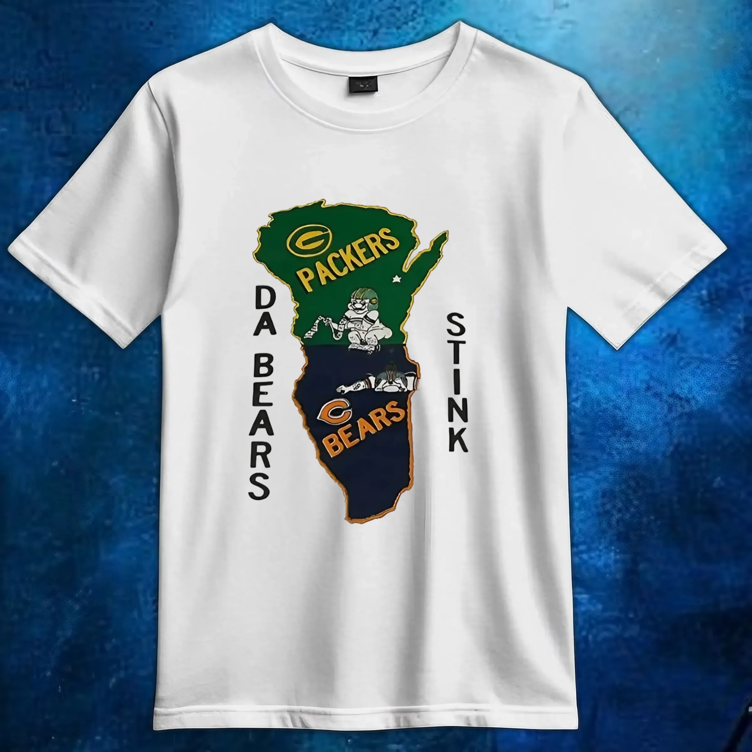 Green Bay Packers and Chicago Bears da bears stink map shirt