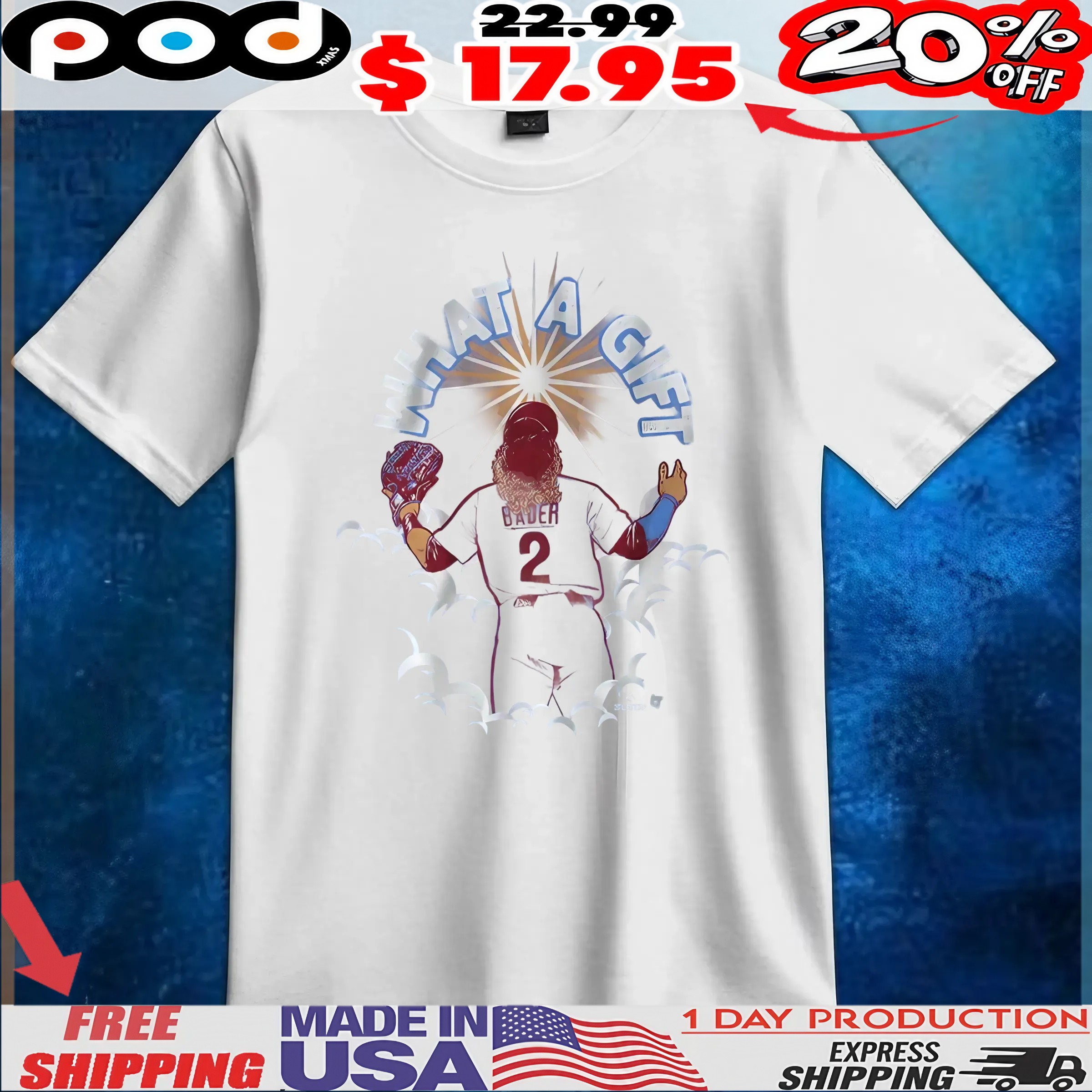 Harrison Bader What A Gift Paradise T Shirt 6 Harrison Bader What A Gift Paradise T Shirt