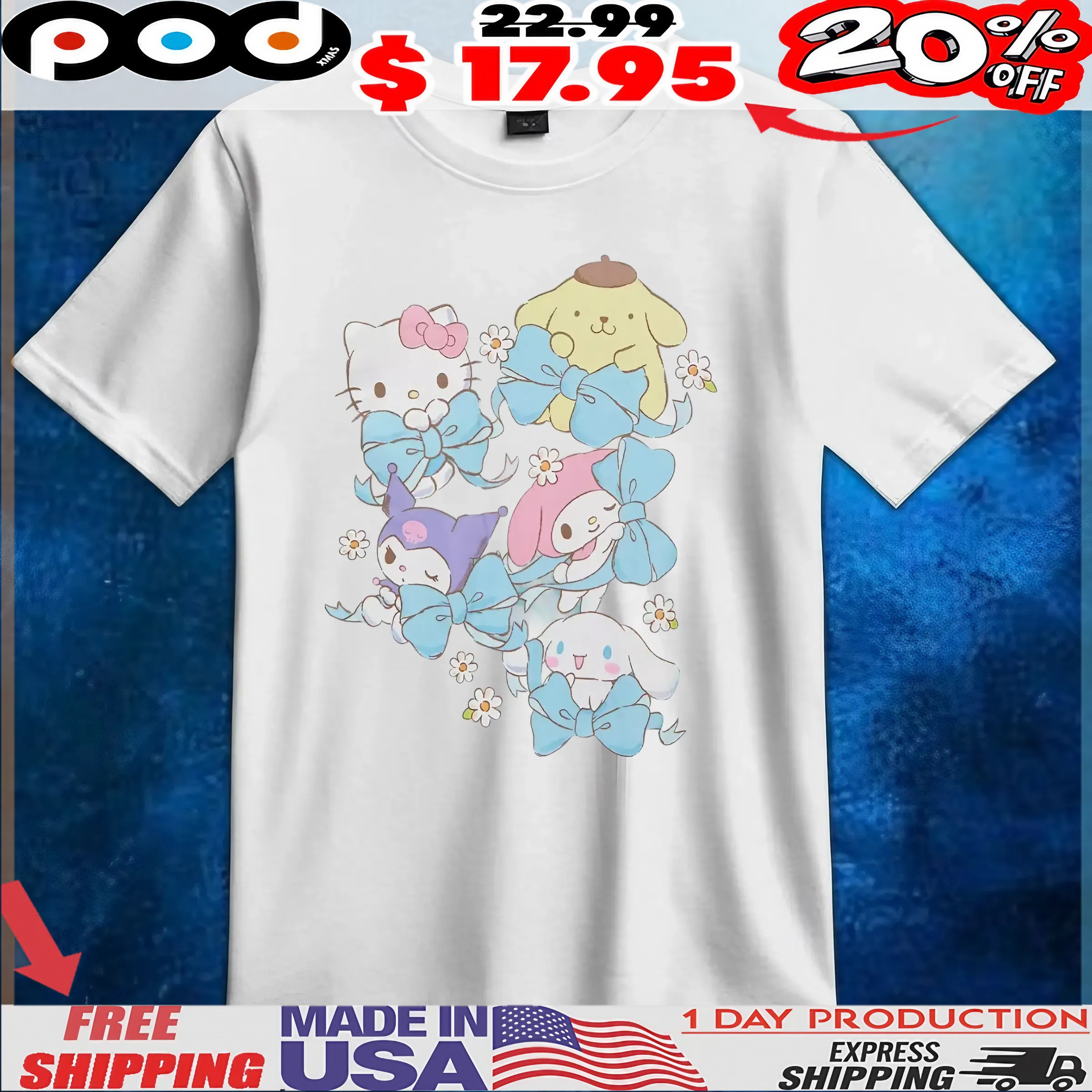 Hello Kitty And Friends Ribbon Cute T Shirt 1 Hello Kitty And Friends Ribbon Cute T Shirt