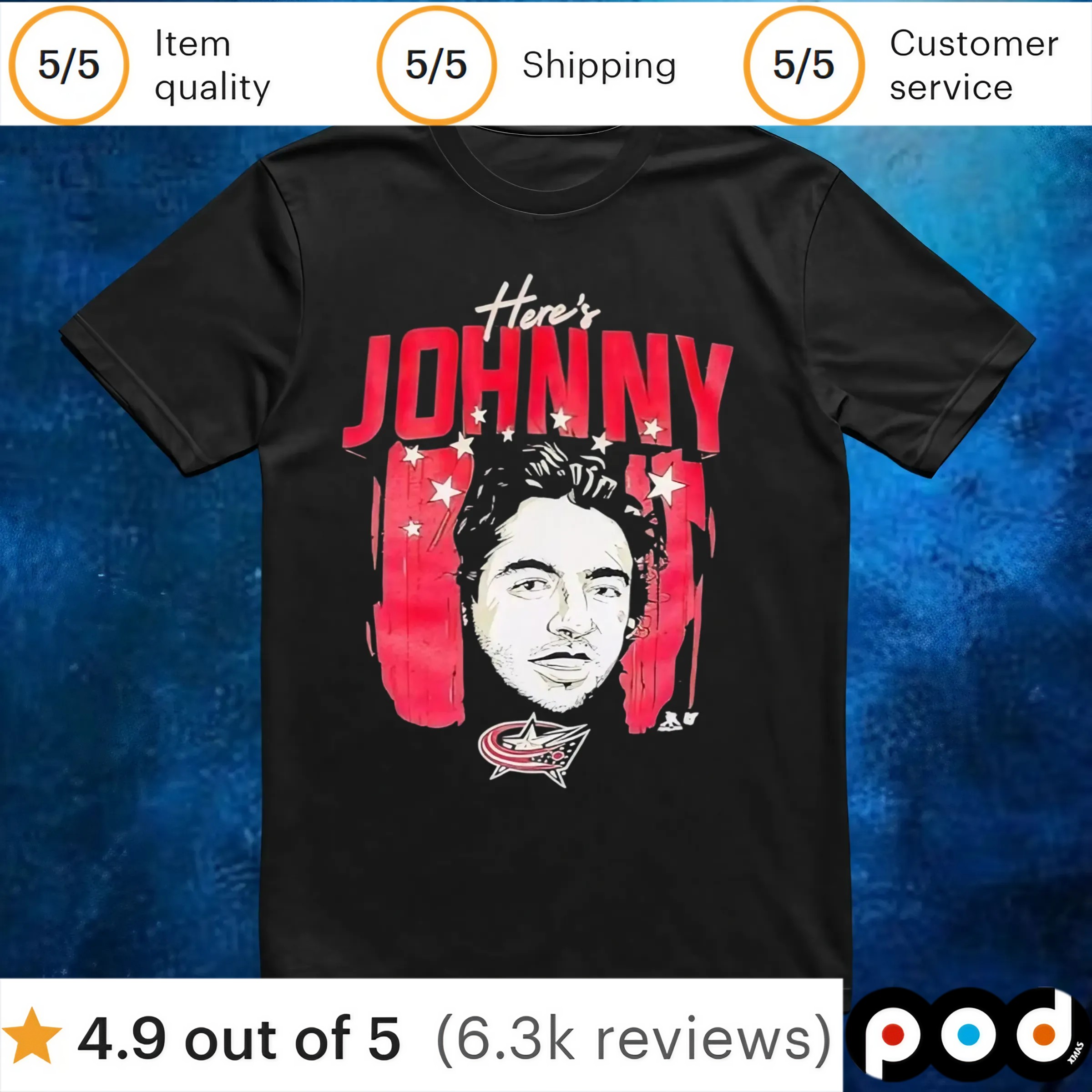 Here’s Johnny Gaudreau Columbus Blue Jackets T Shirt